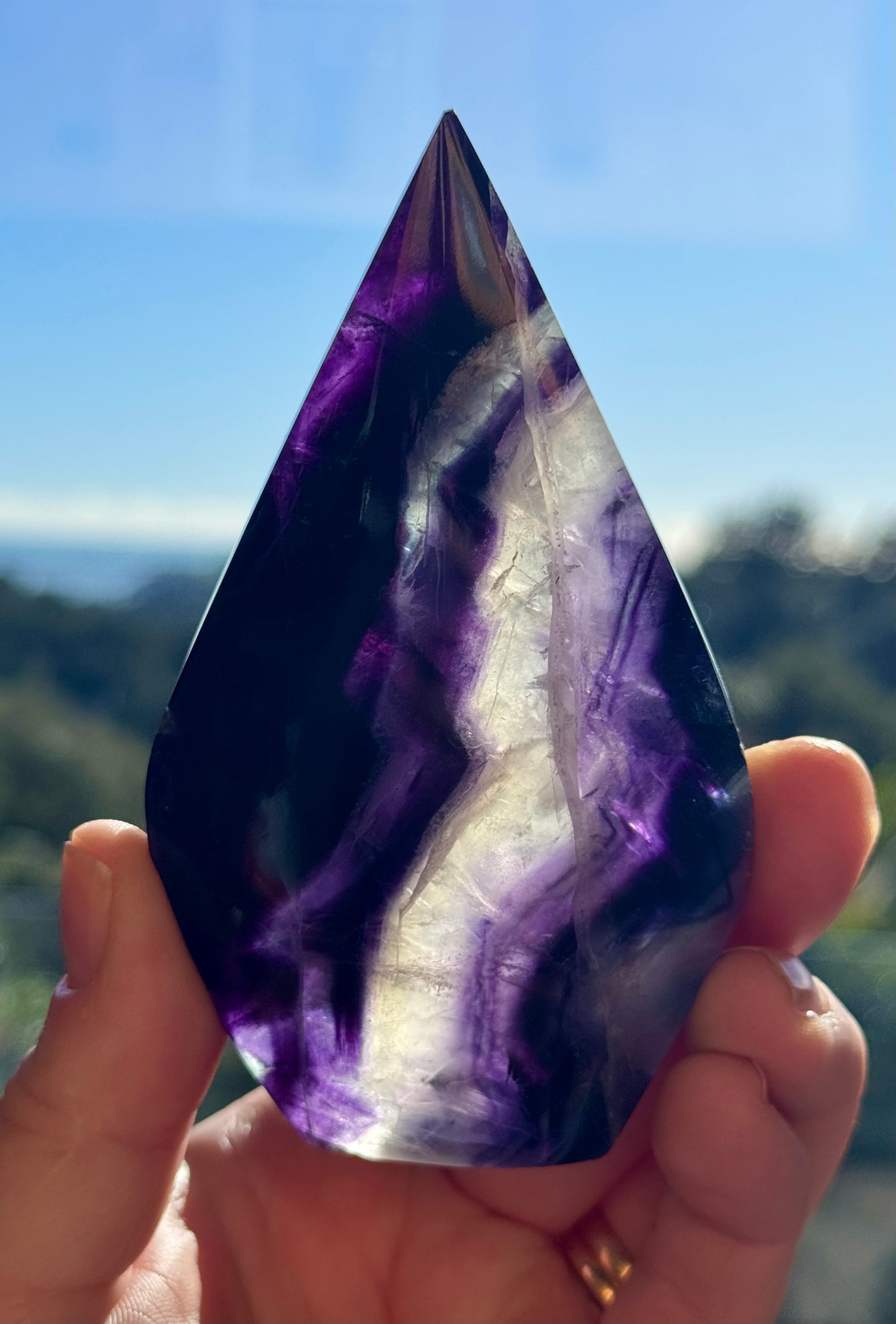 Rainbow Fluorite carved Flame 5