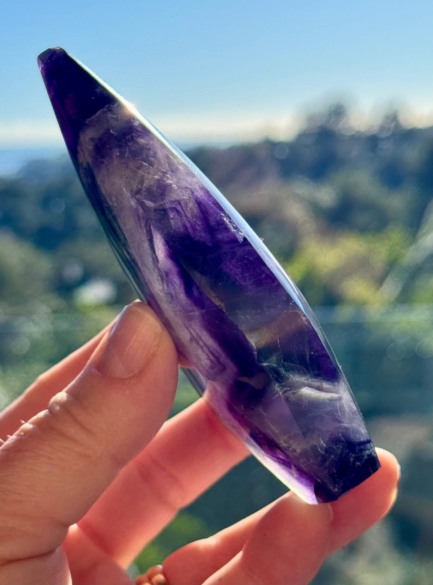 Rainbow Fluorite carved Flame 5