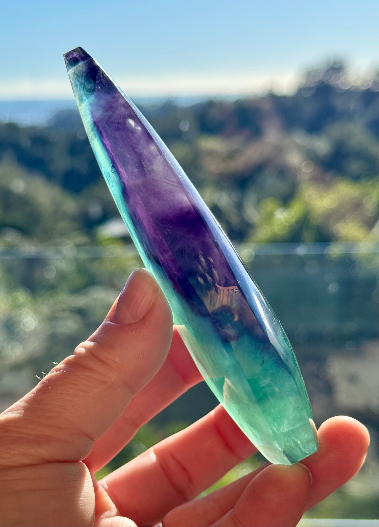 Rainbow Fluorite carved Flame 6
