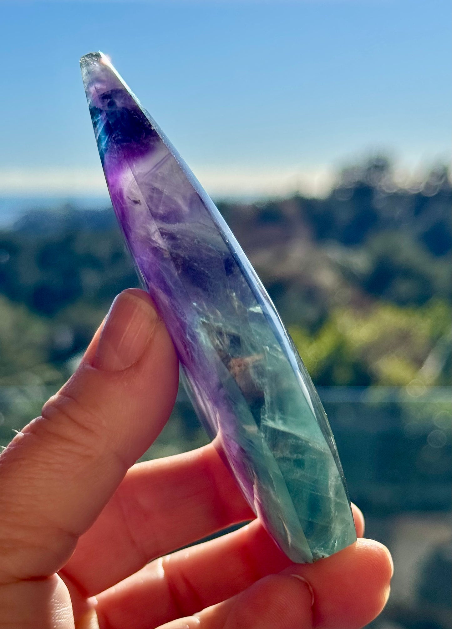 Rainbow Fluorite carved Flame 8