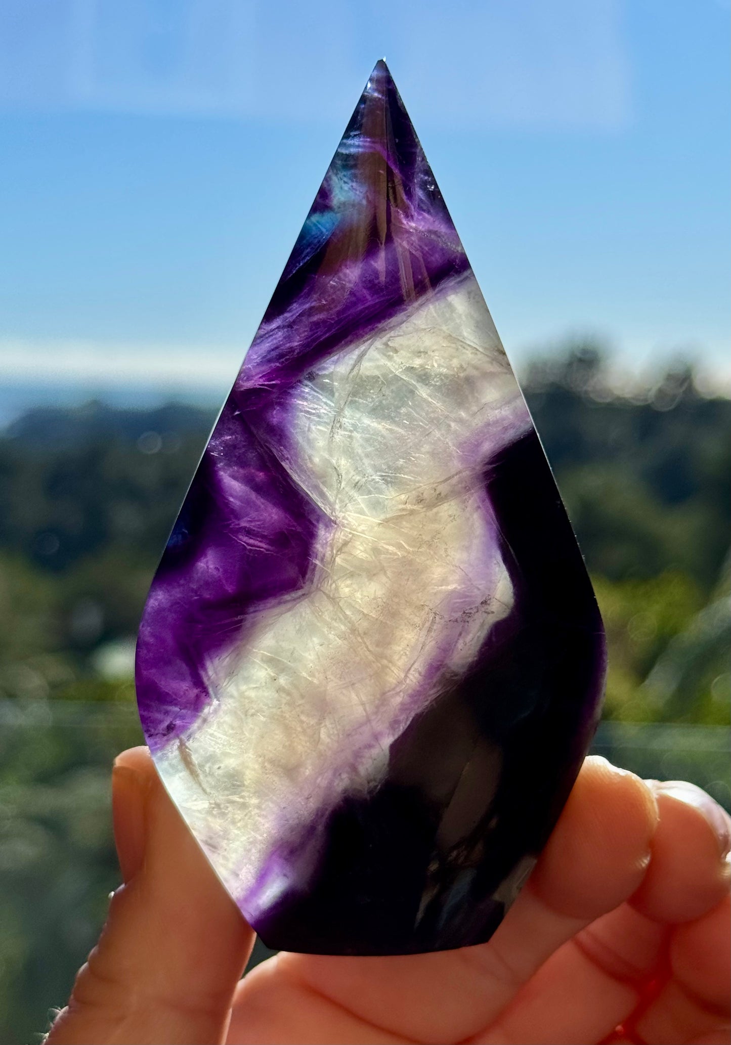 Rainbow Fluorite carved Flame 7