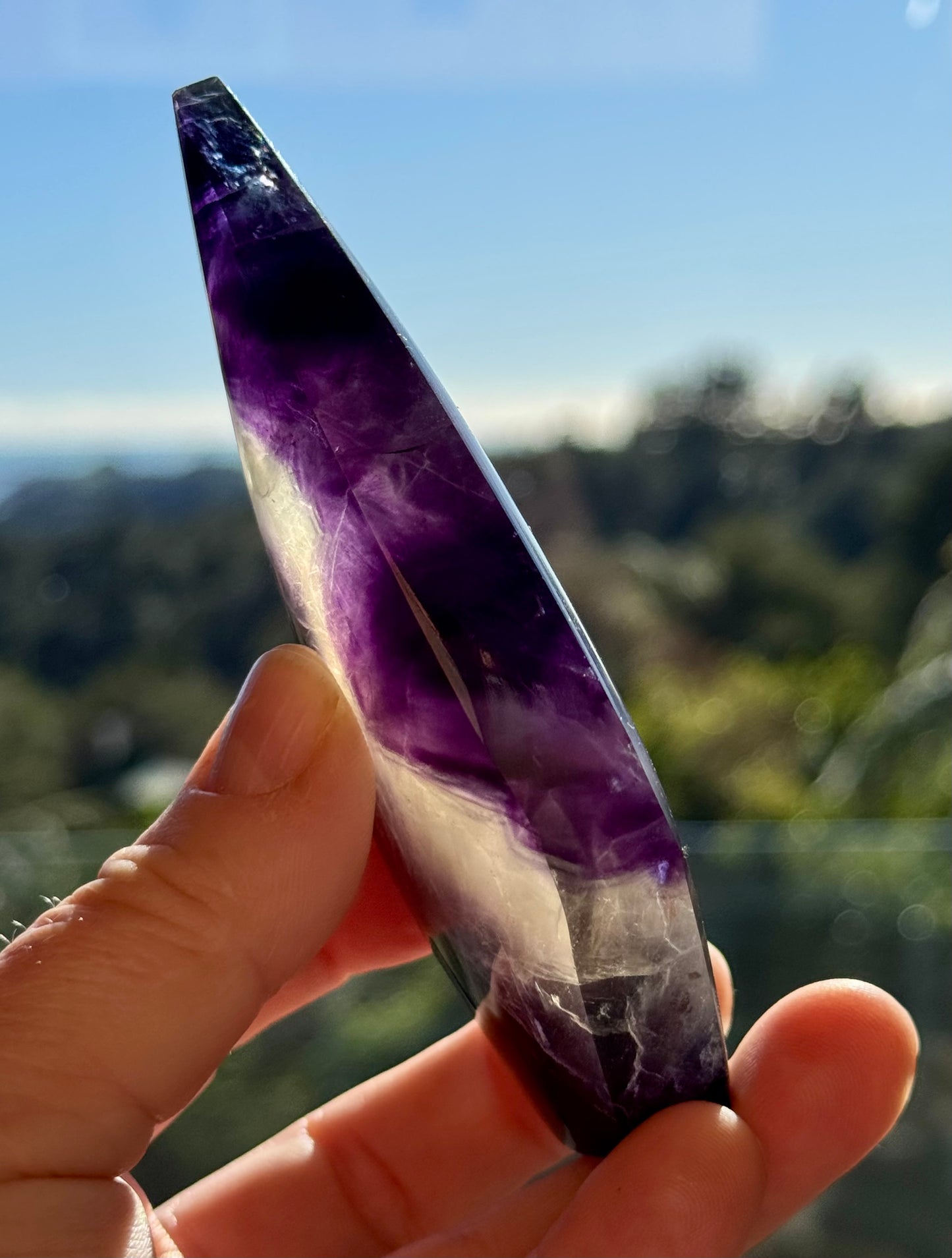 Rainbow Fluorite carved Flame 7