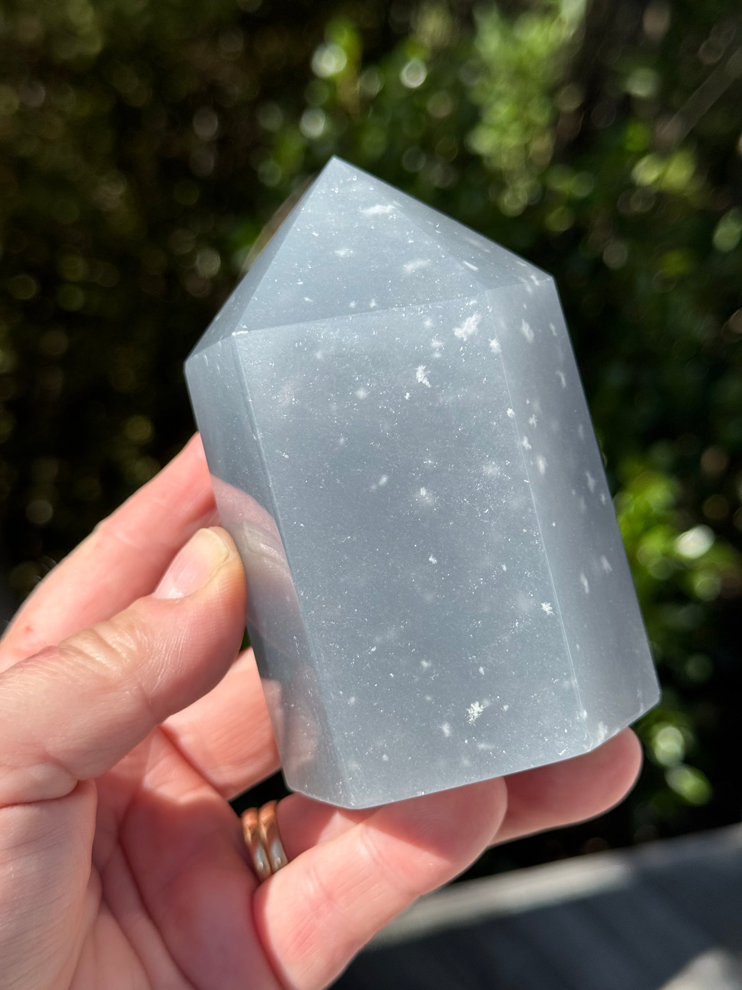 Angelite Tower, “Snowflake” or “Feather”