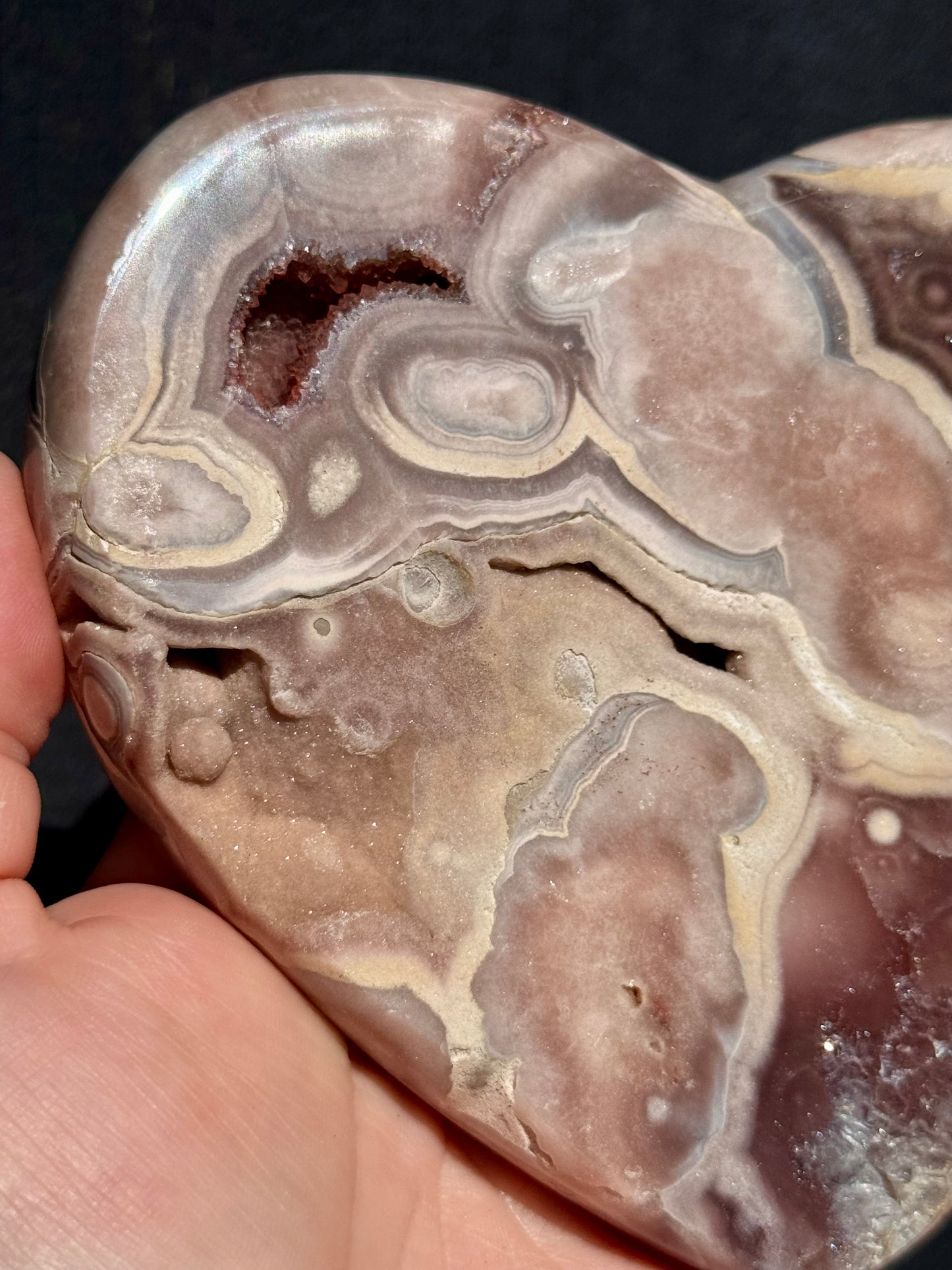 Pink Amethyst carved Heart - Rare Druze