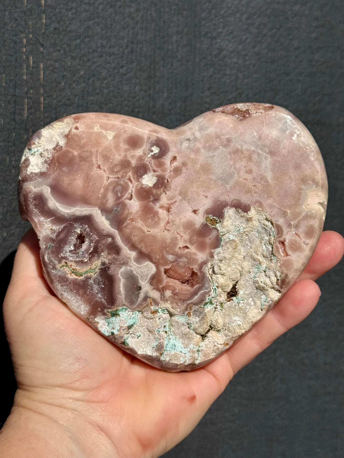 Pink Amethyst carved Heart - Rare Druze