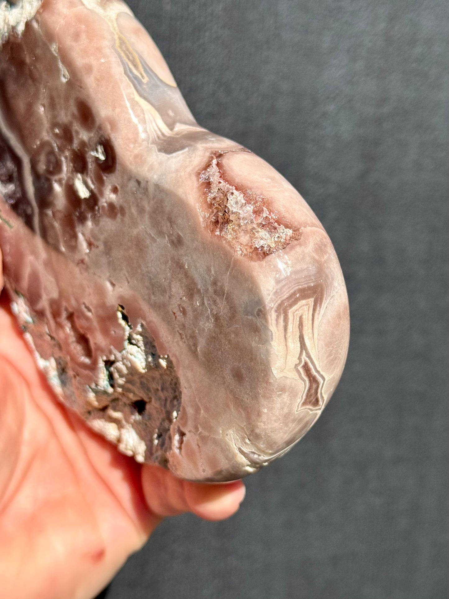 Pink Amethyst carved Heart - Rare Druze