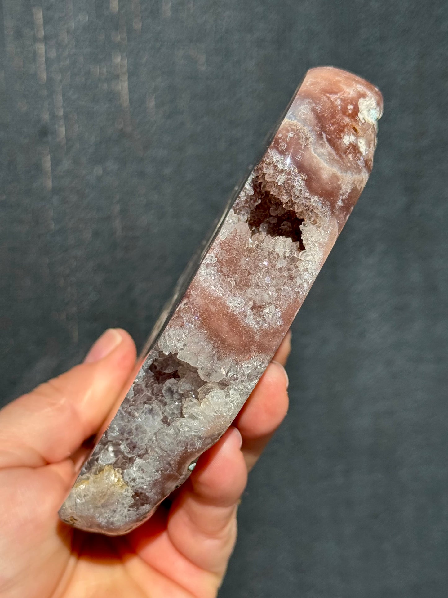 Pink Amethyst carved Heart - Rare Druze