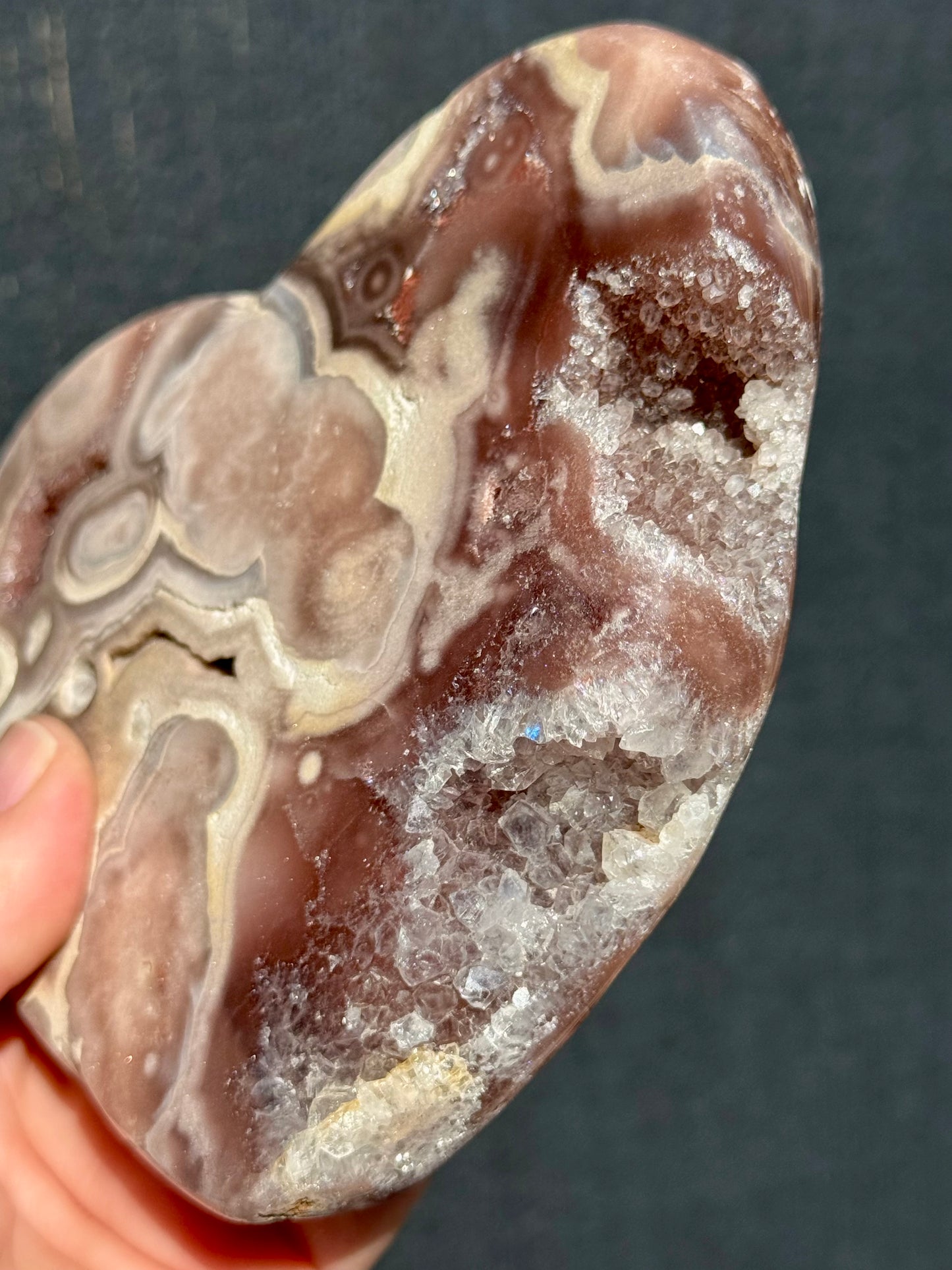 Pink Amethyst carved Heart - Rare Druze