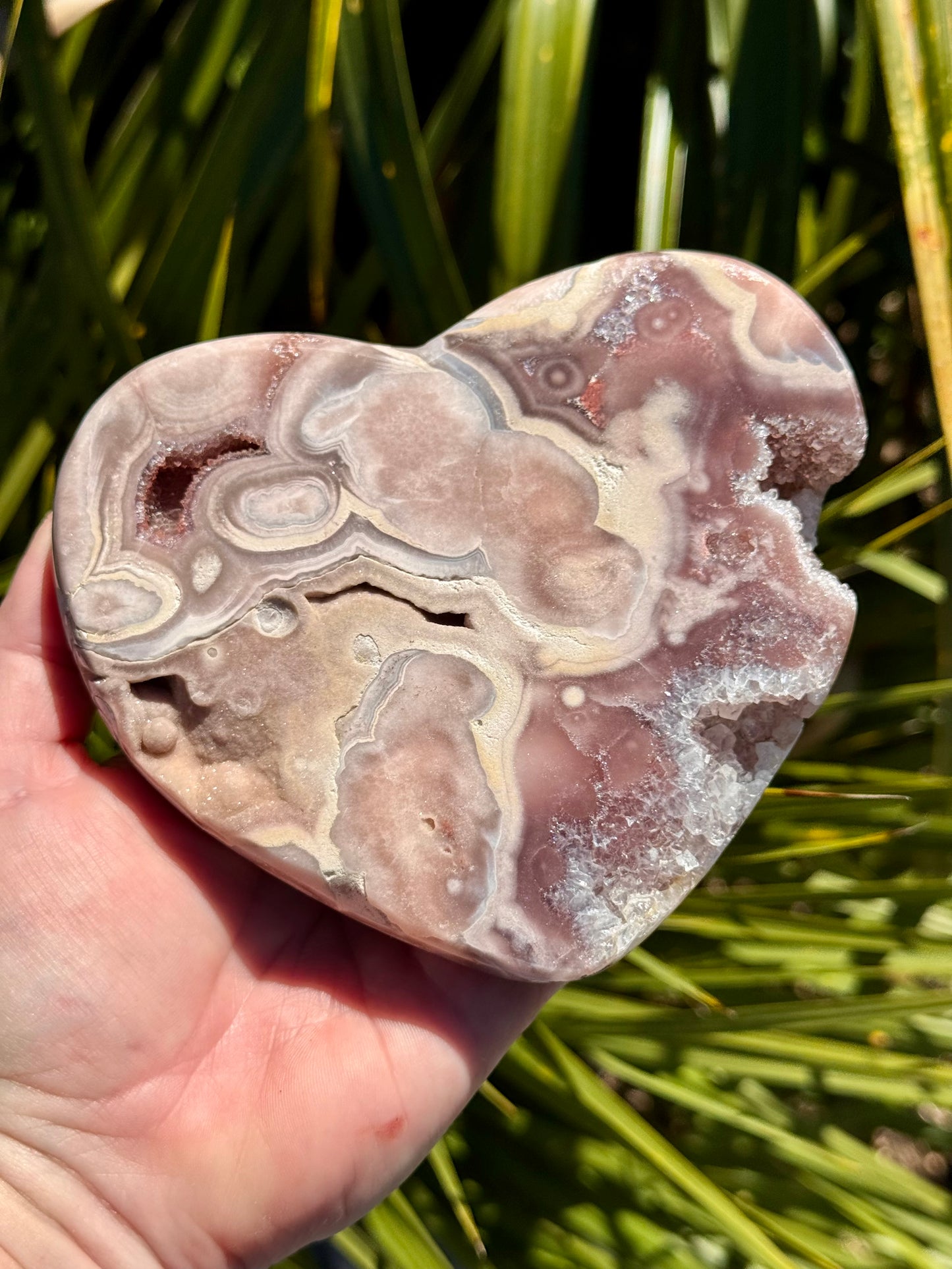 Pink Amethyst carved Heart - Rare Druze