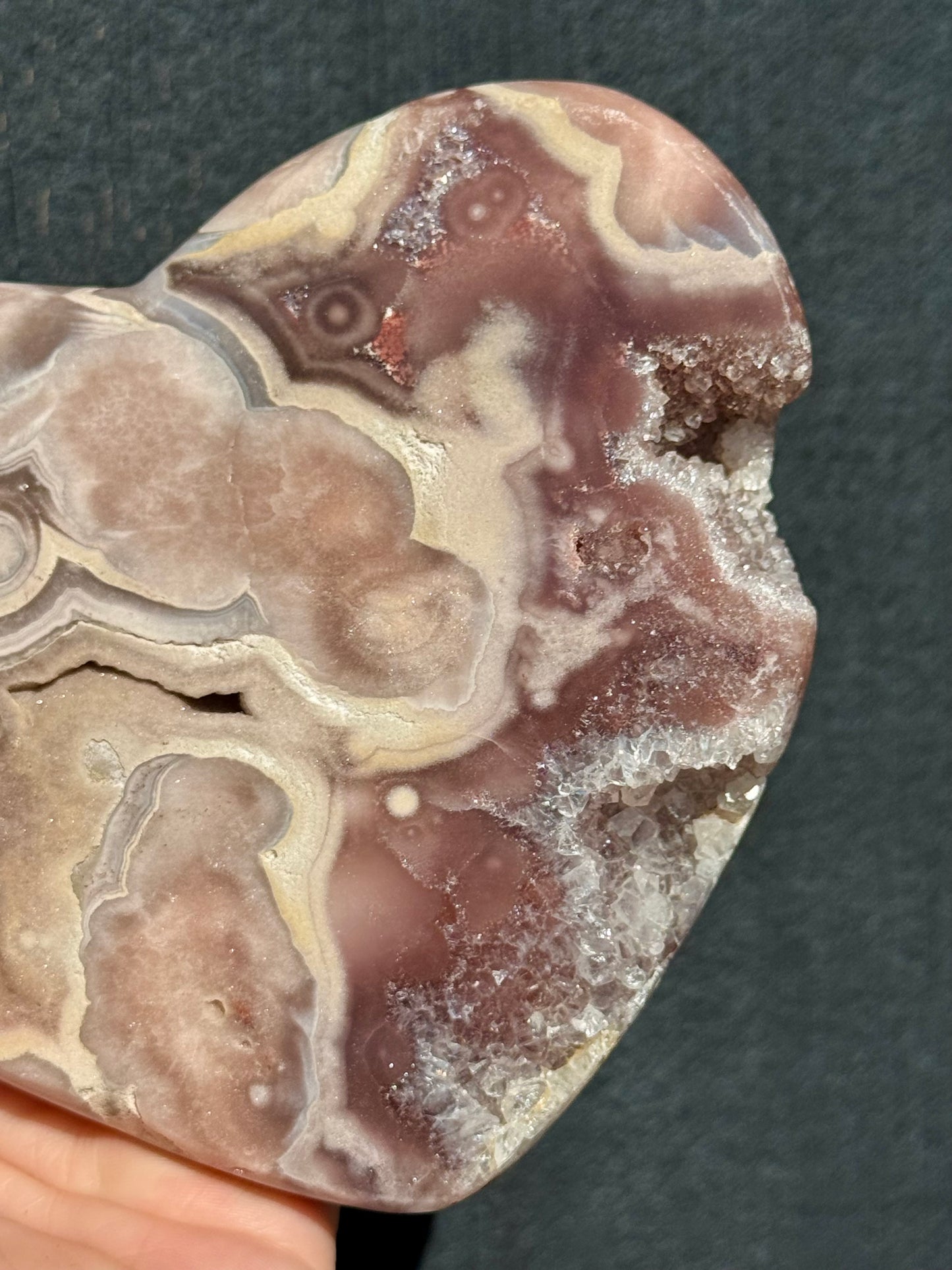 Pink Amethyst carved Heart - Rare Druze