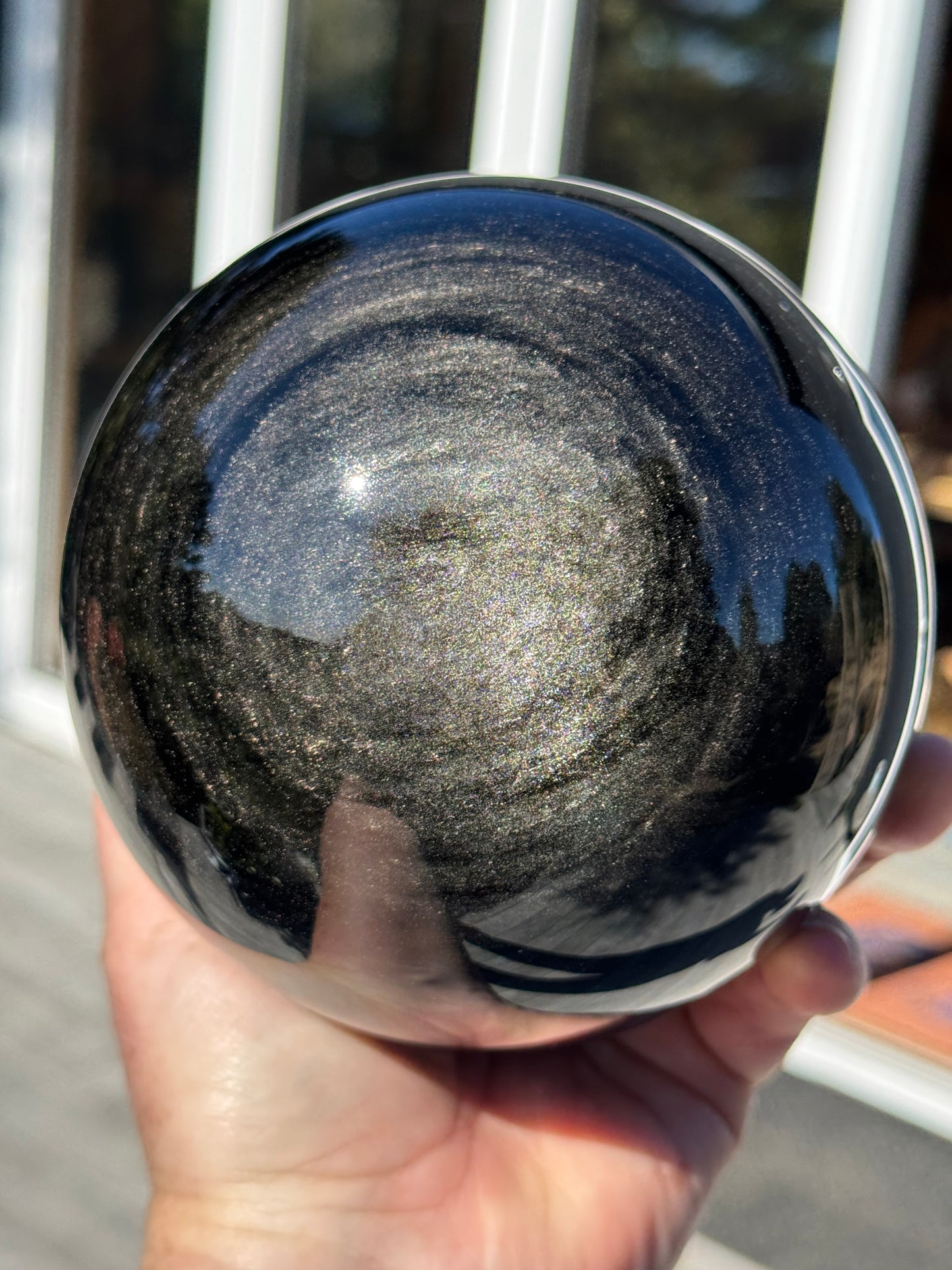 Golden Silver Sheen Obsidian Sphere, Large