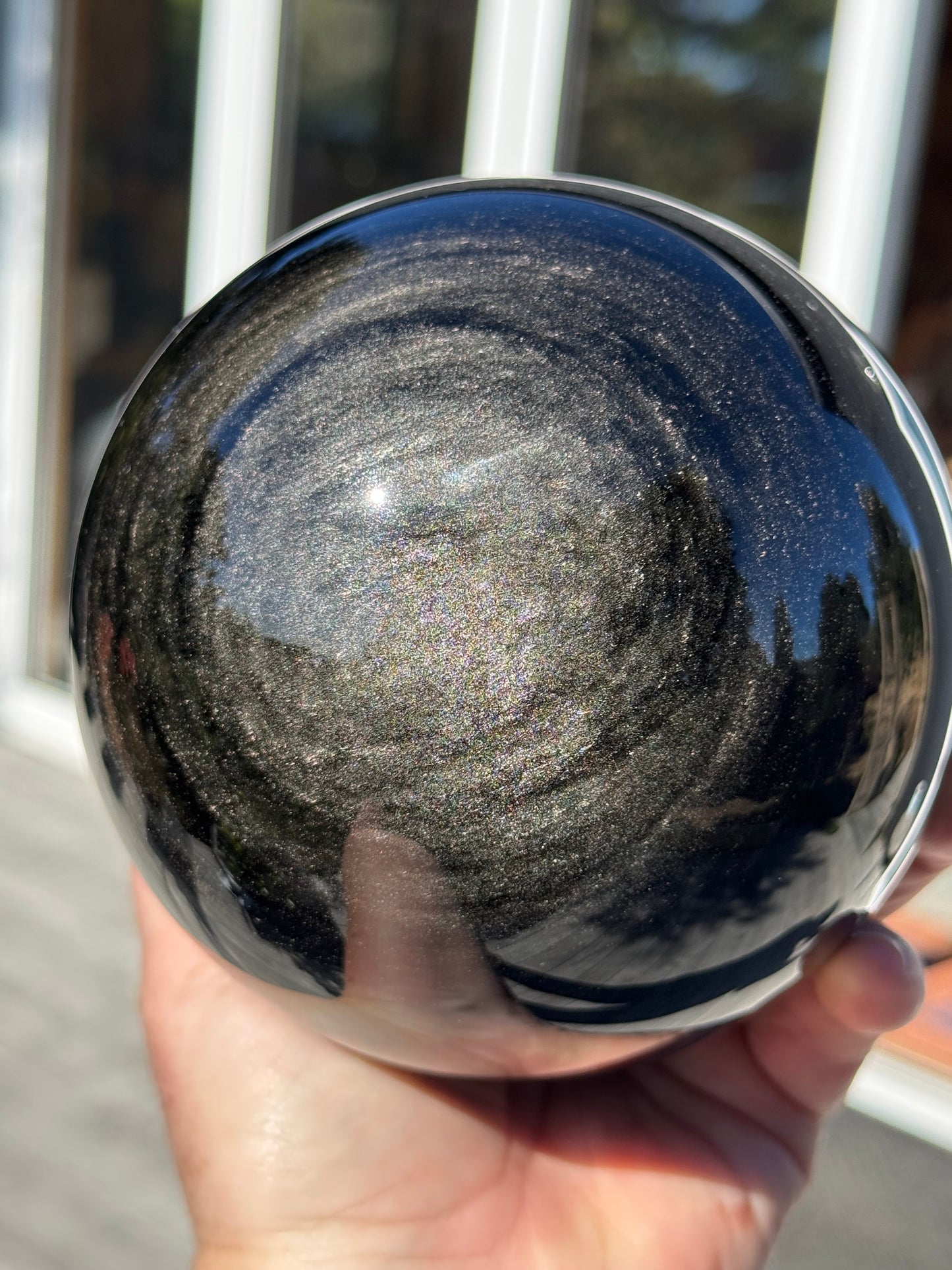 Golden Silver Sheen Obsidian Sphere, Large