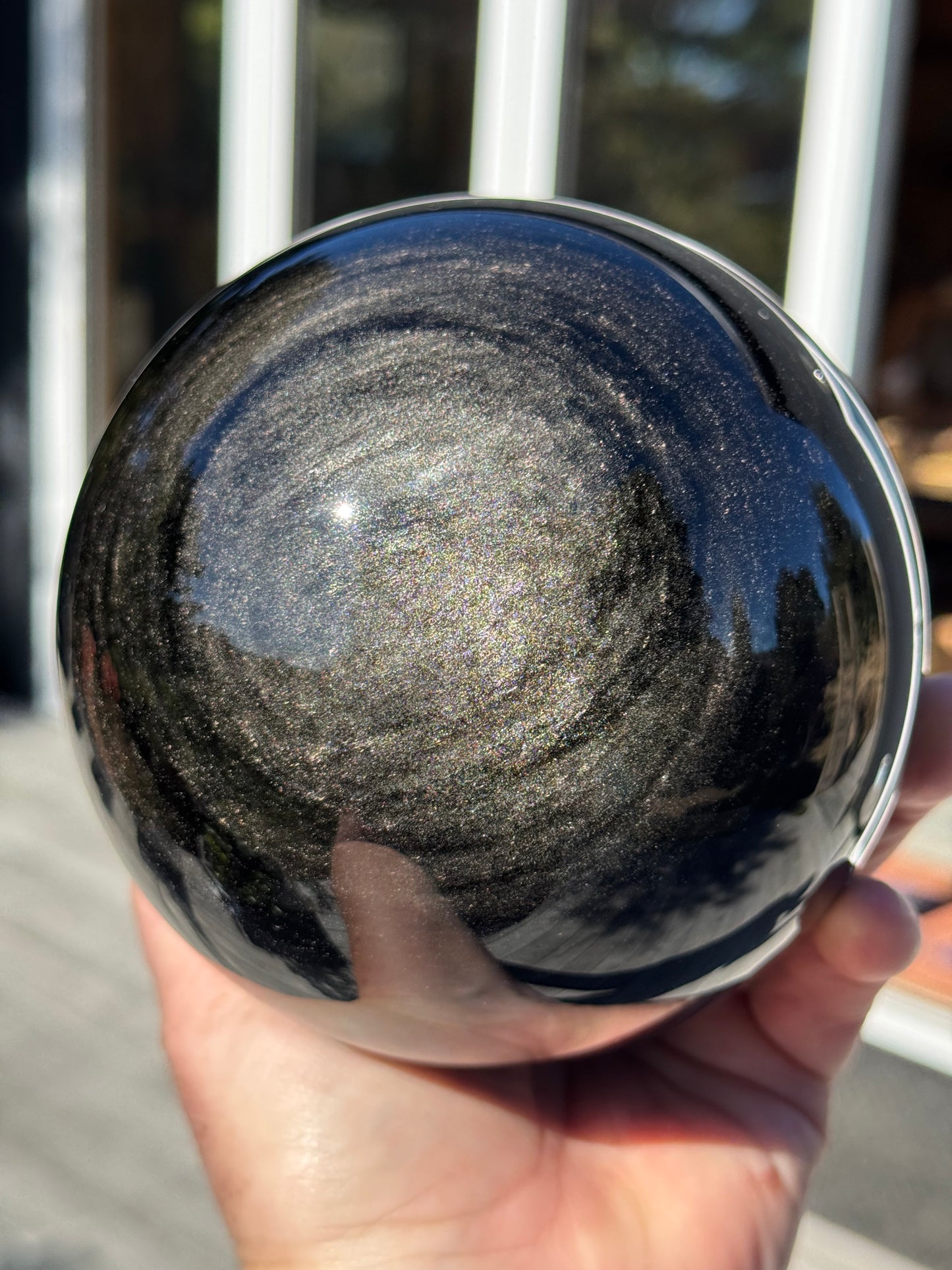 Golden Silver Sheen Obsidian Sphere, Large