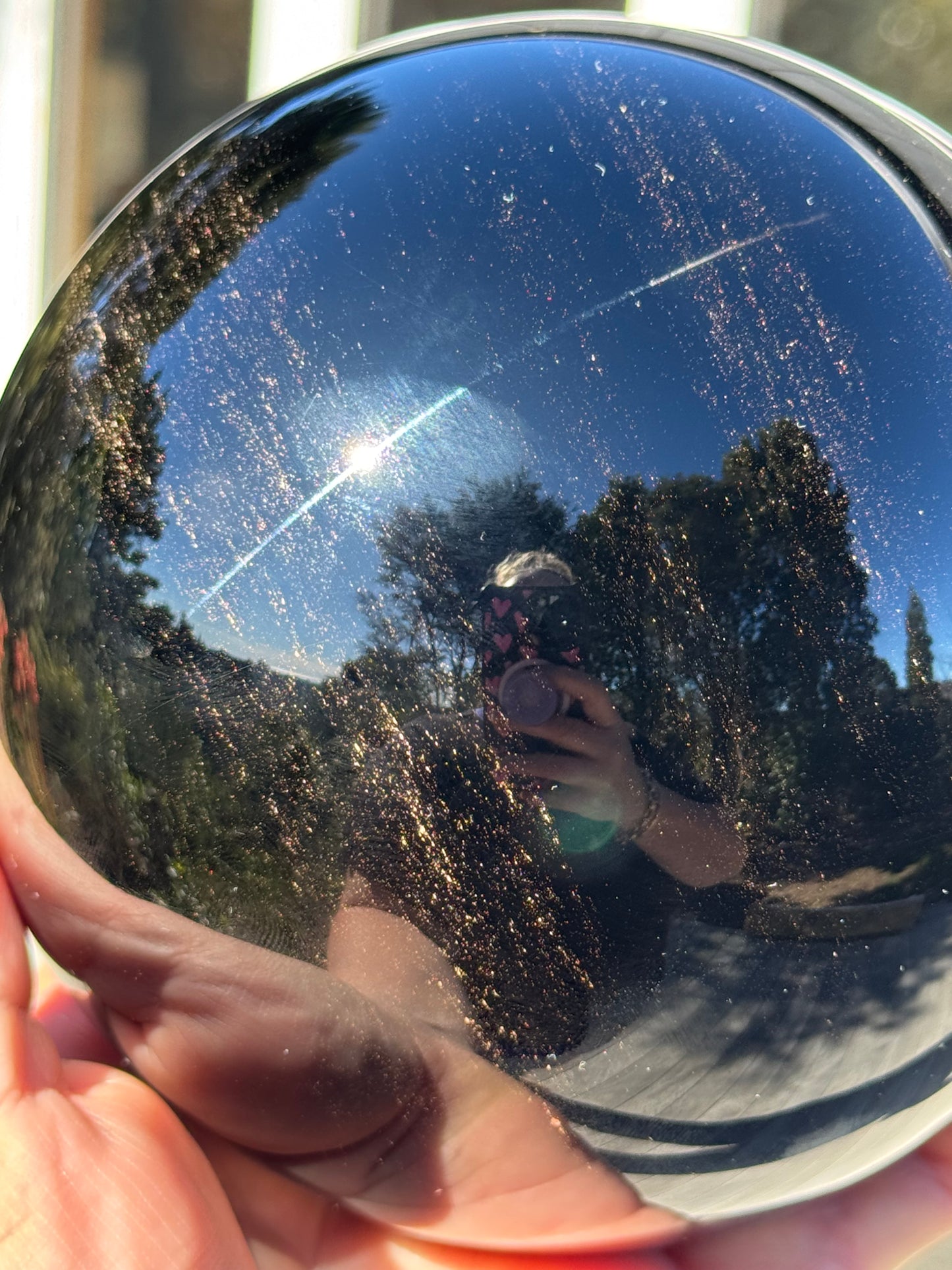 Golden Silver Sheen Obsidian Sphere, Large