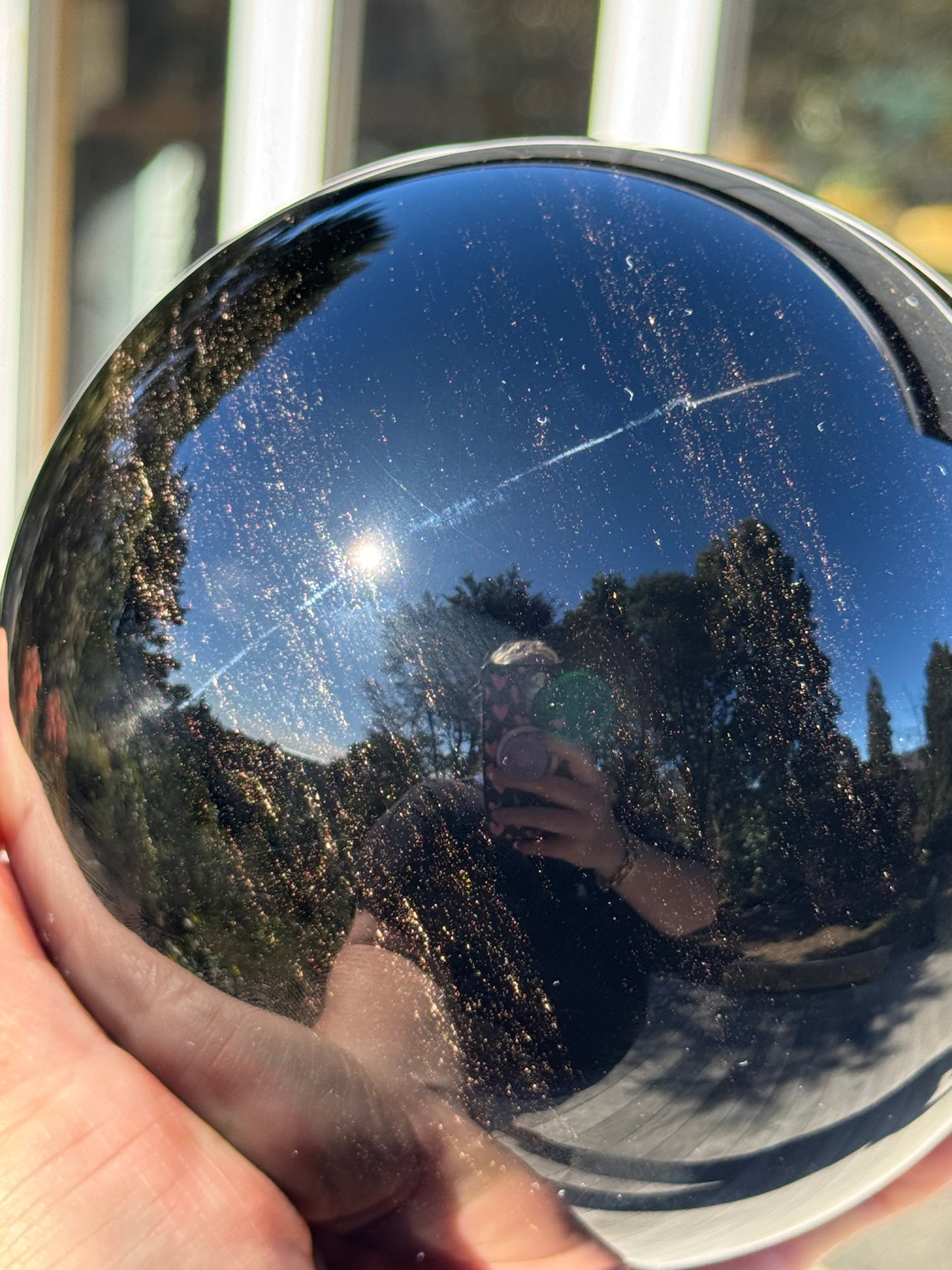 Golden Silver Sheen Obsidian Sphere, Large