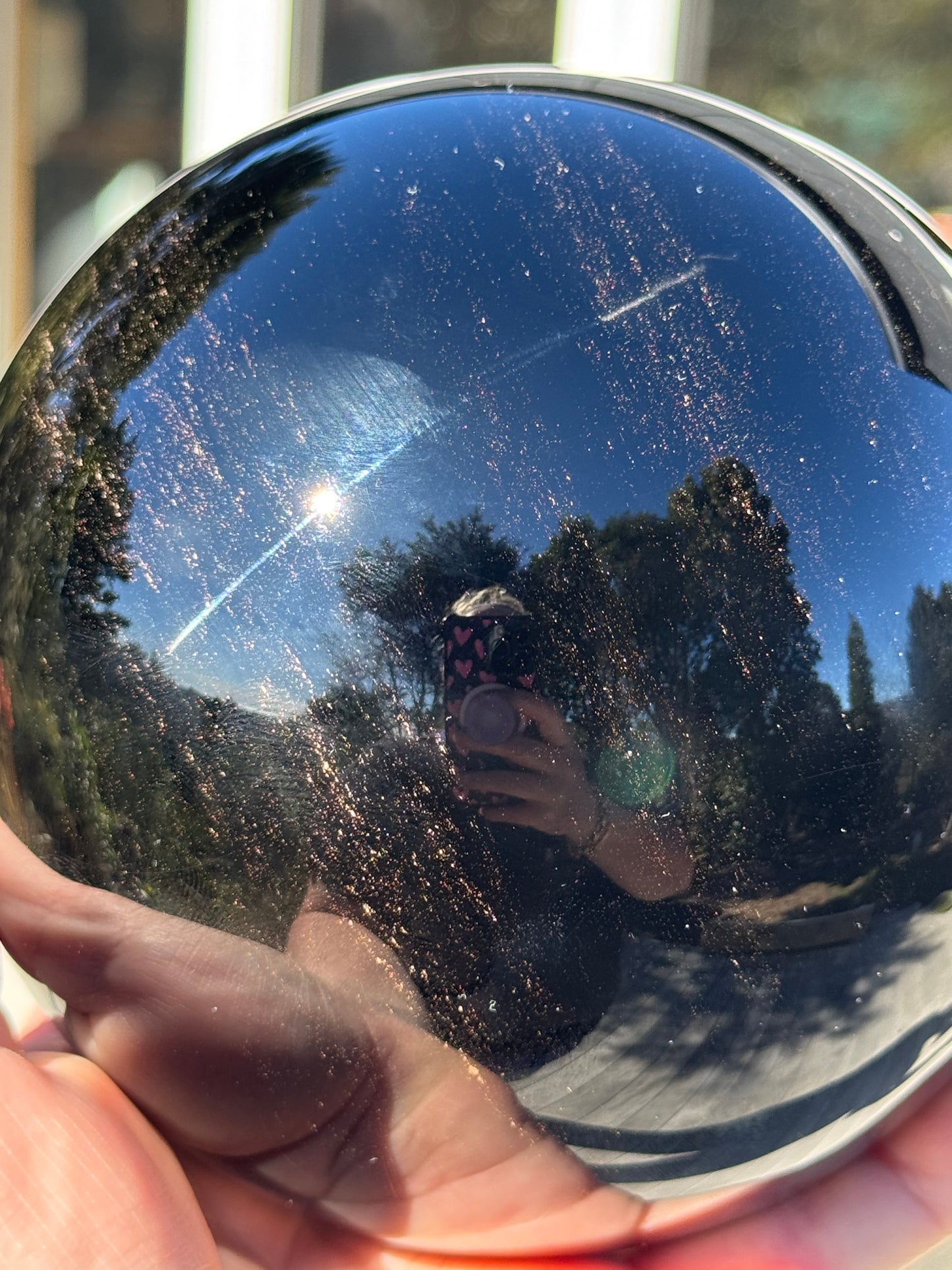 Golden Silver Sheen Obsidian Sphere, Large