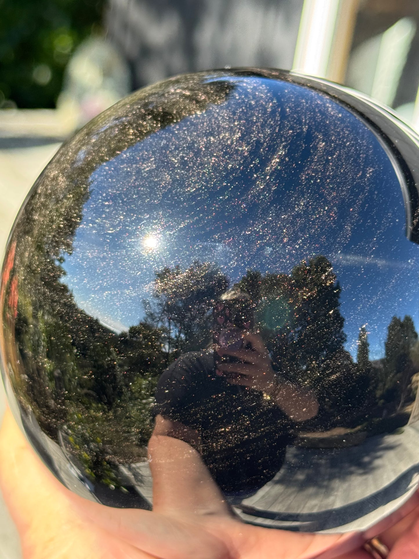 Golden Silver Sheen Obsidian Sphere, Large