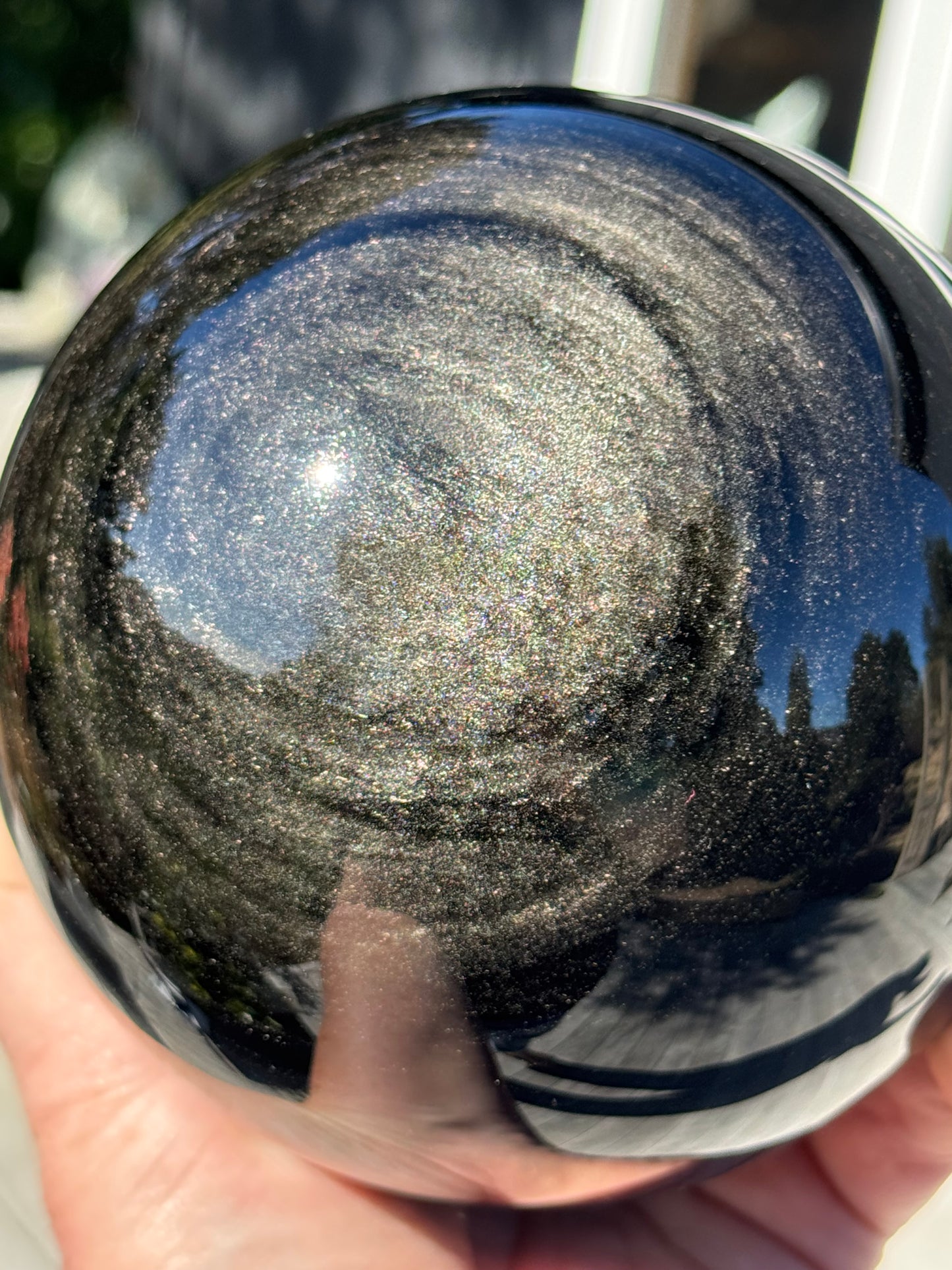 Golden Silver Sheen Obsidian Sphere, Large