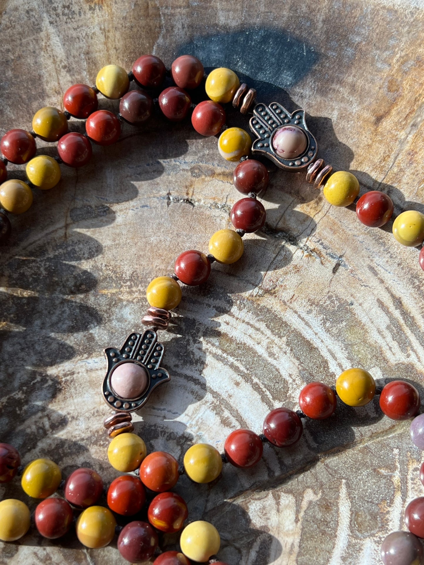 Mālā with Mookaite Jasper with an Australian Mookaite Guru Bead