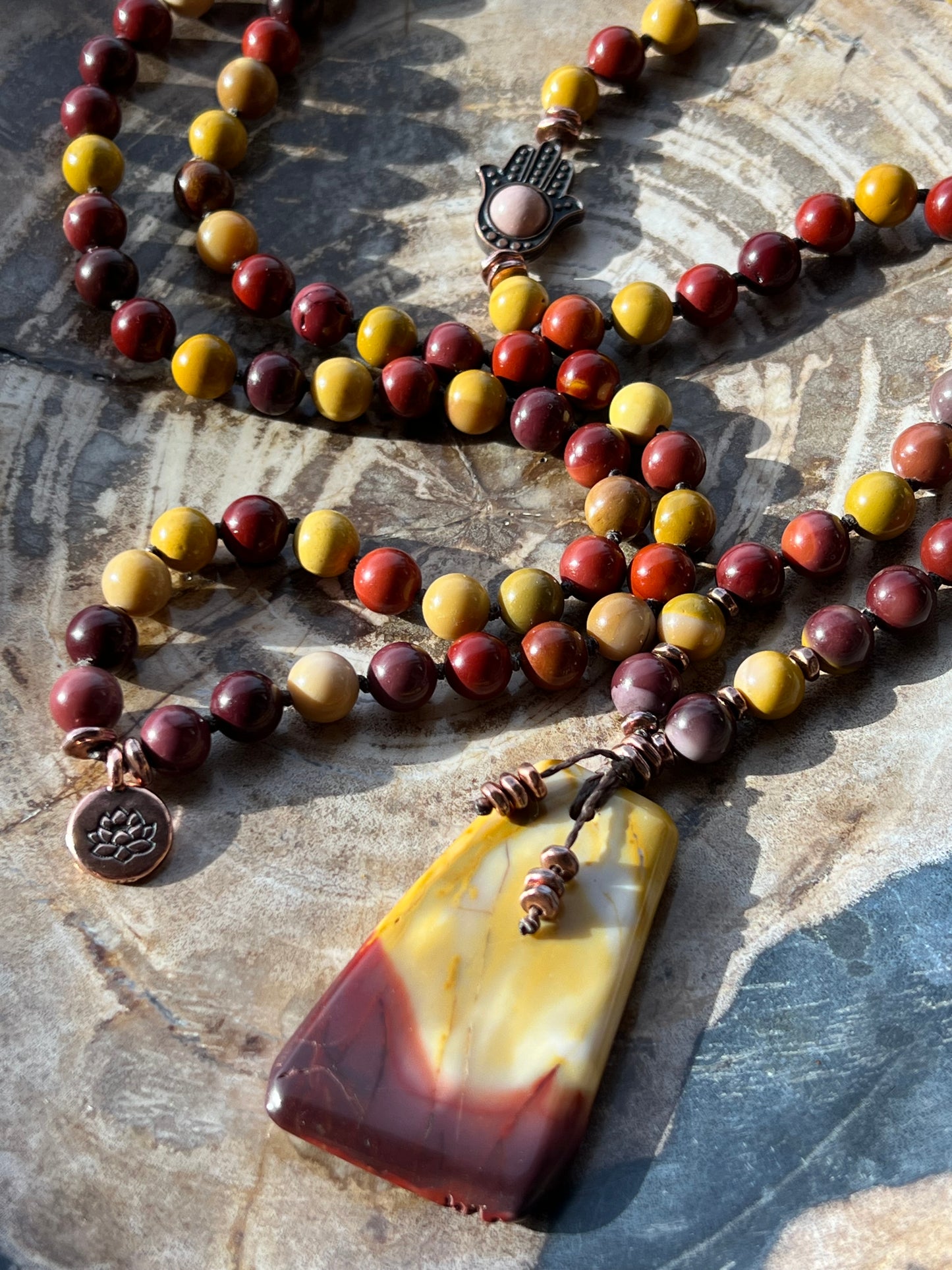 Mālā with Mookaite Jasper with an Australian Mookaite Guru Bead