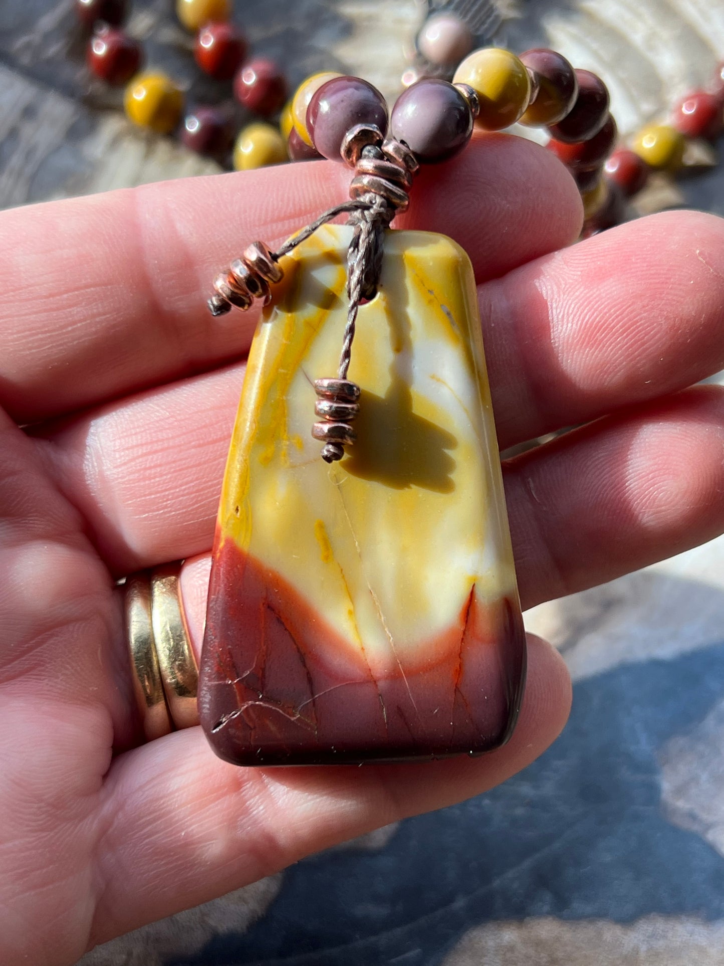 Mālā with Mookaite Jasper with an Australian Mookaite Guru Bead