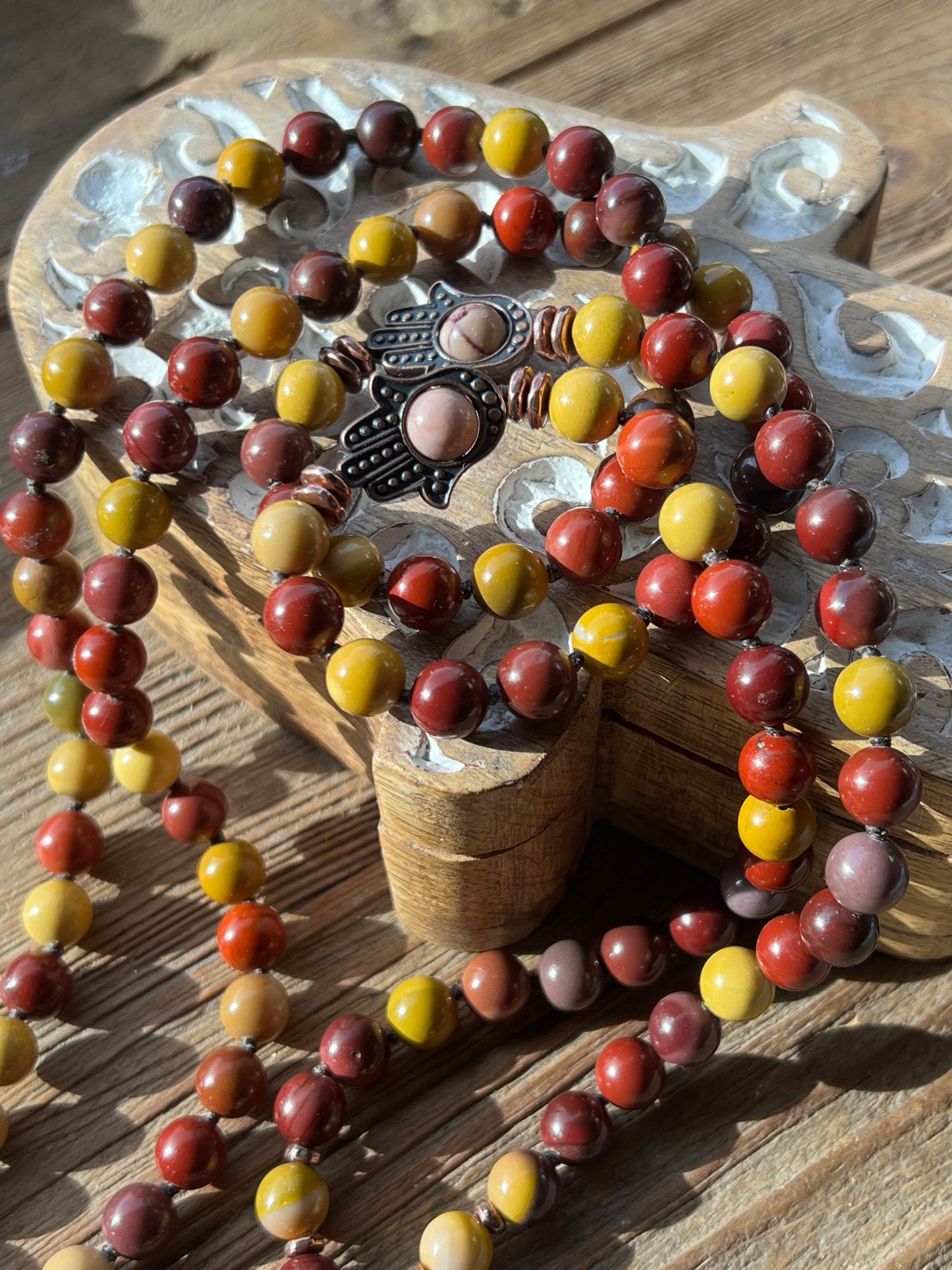 Mālā with Mookaite Jasper with an Australian Mookaite Guru Bead