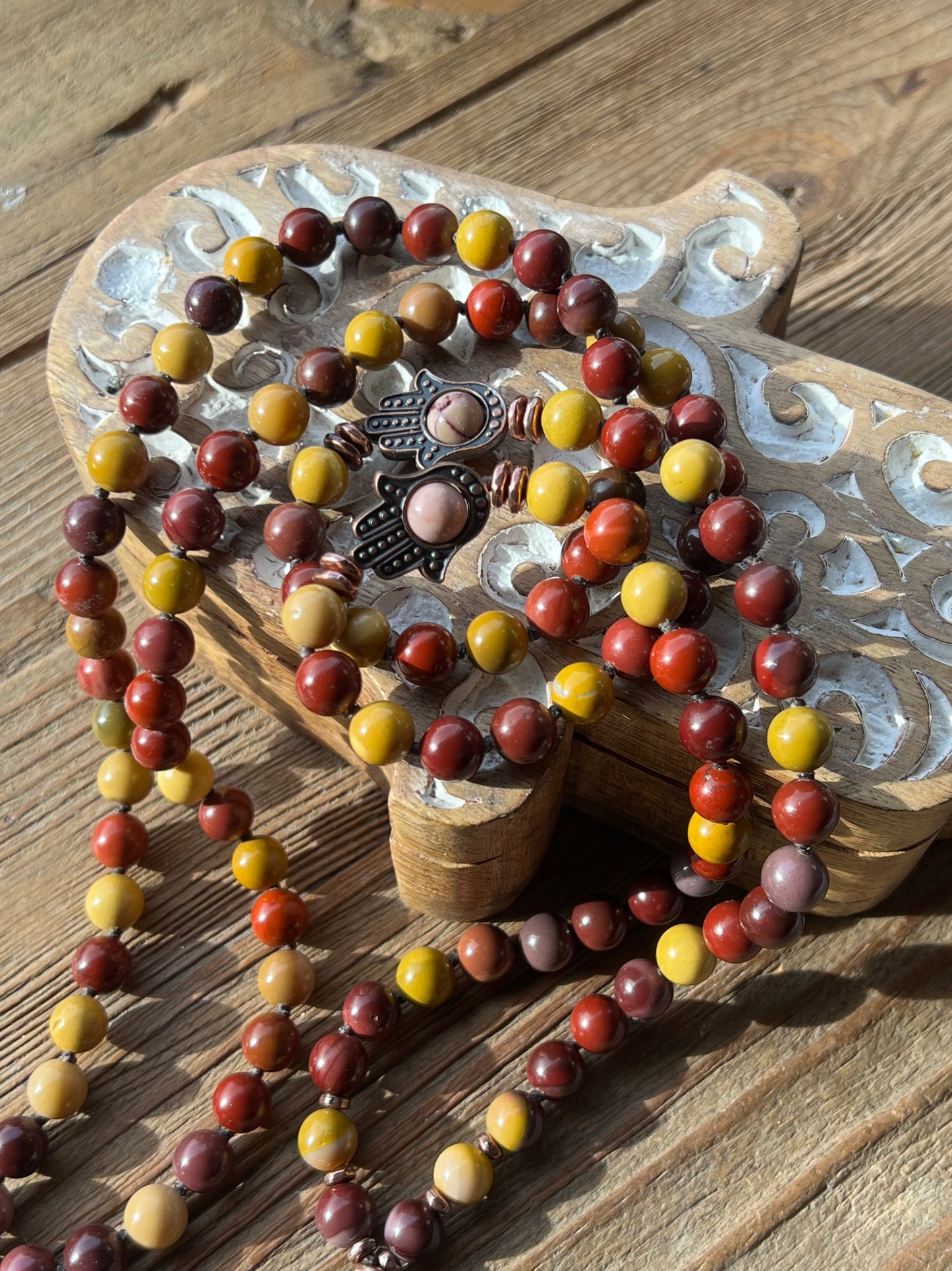 Mālā with Mookaite Jasper with an Australian Mookaite Guru Bead