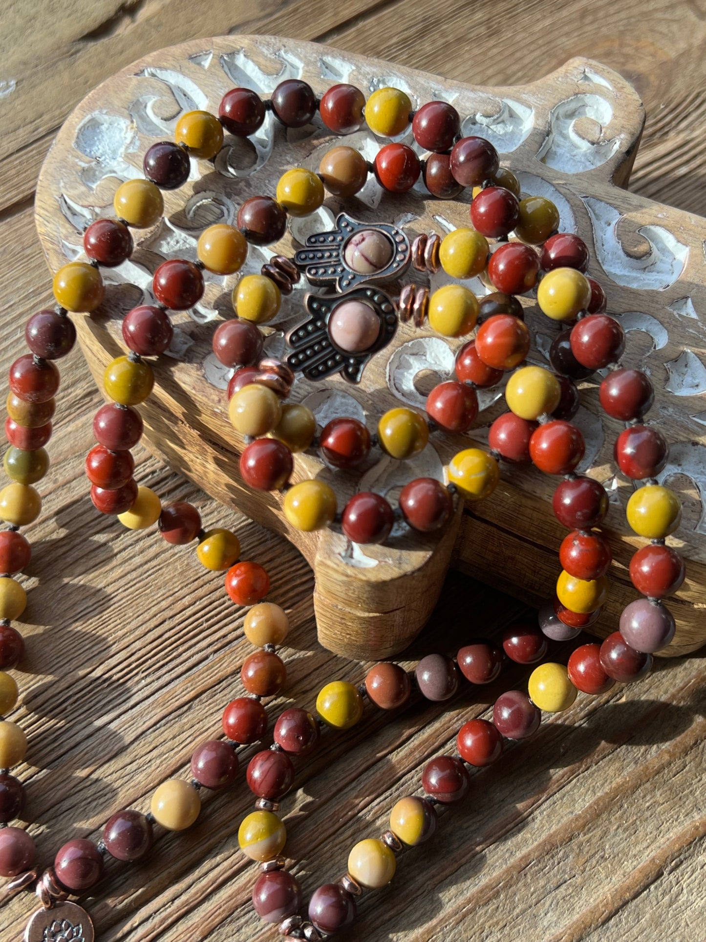 Mālā with Mookaite Jasper with an Australian Mookaite Guru Bead