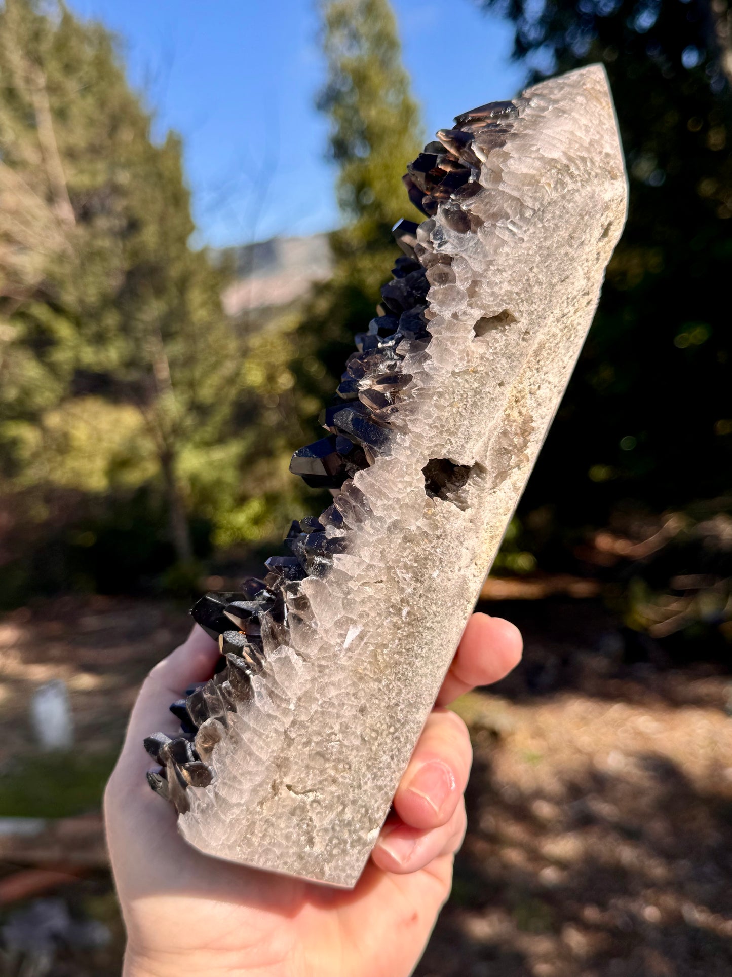 Smoky Quartz Cluster Tower, Heated