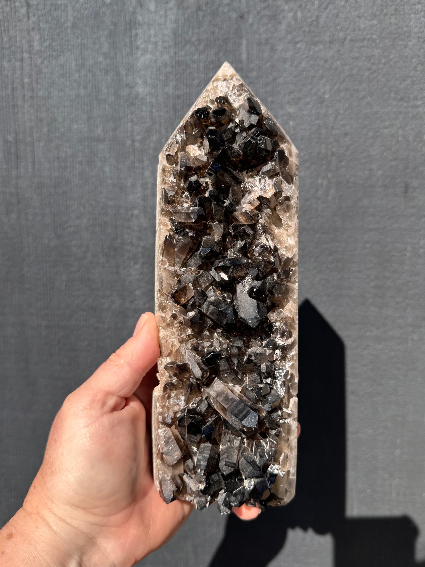 Smoky Quartz Cluster Tower, Heated