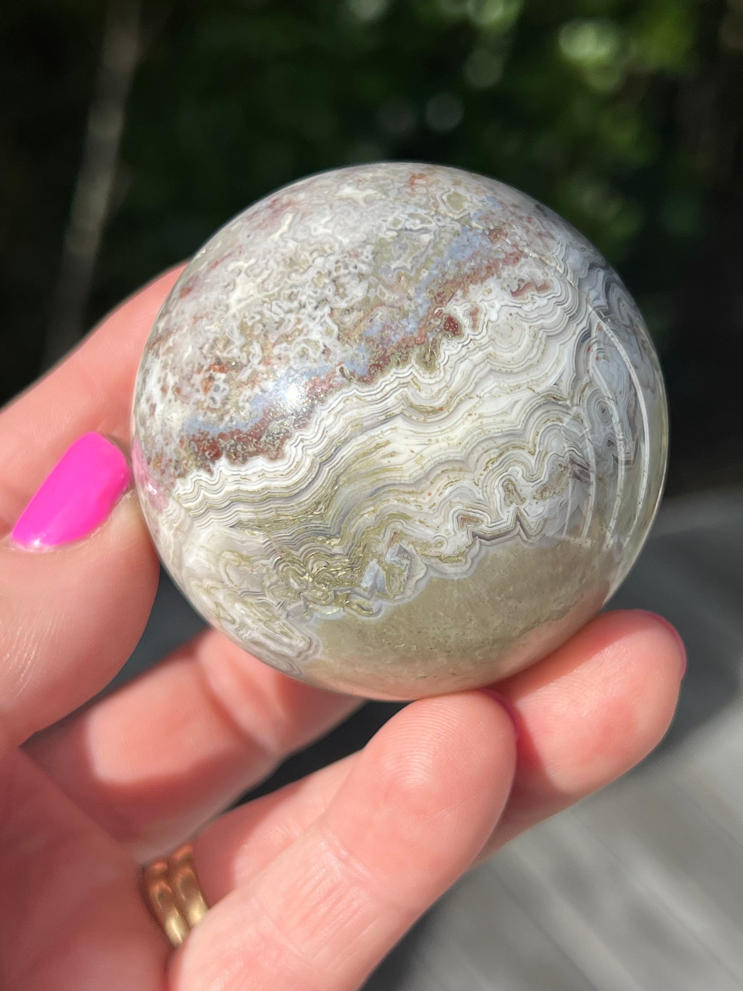 Crazy Lace Agate Sphere, Mexican