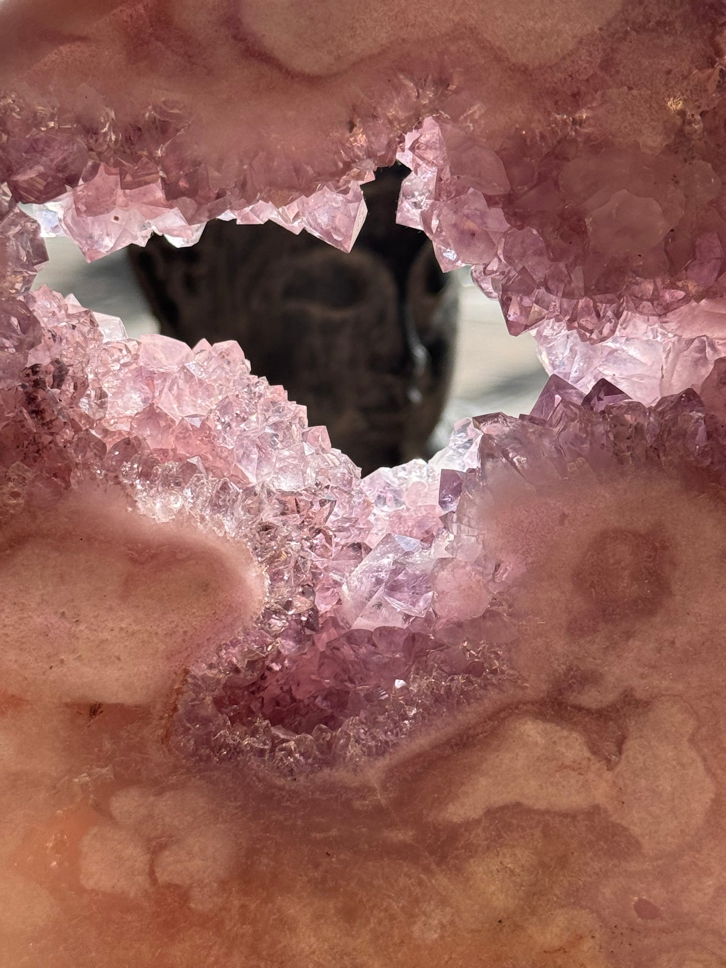Pink Amethyst carved Crescent Moon - Rare Druze