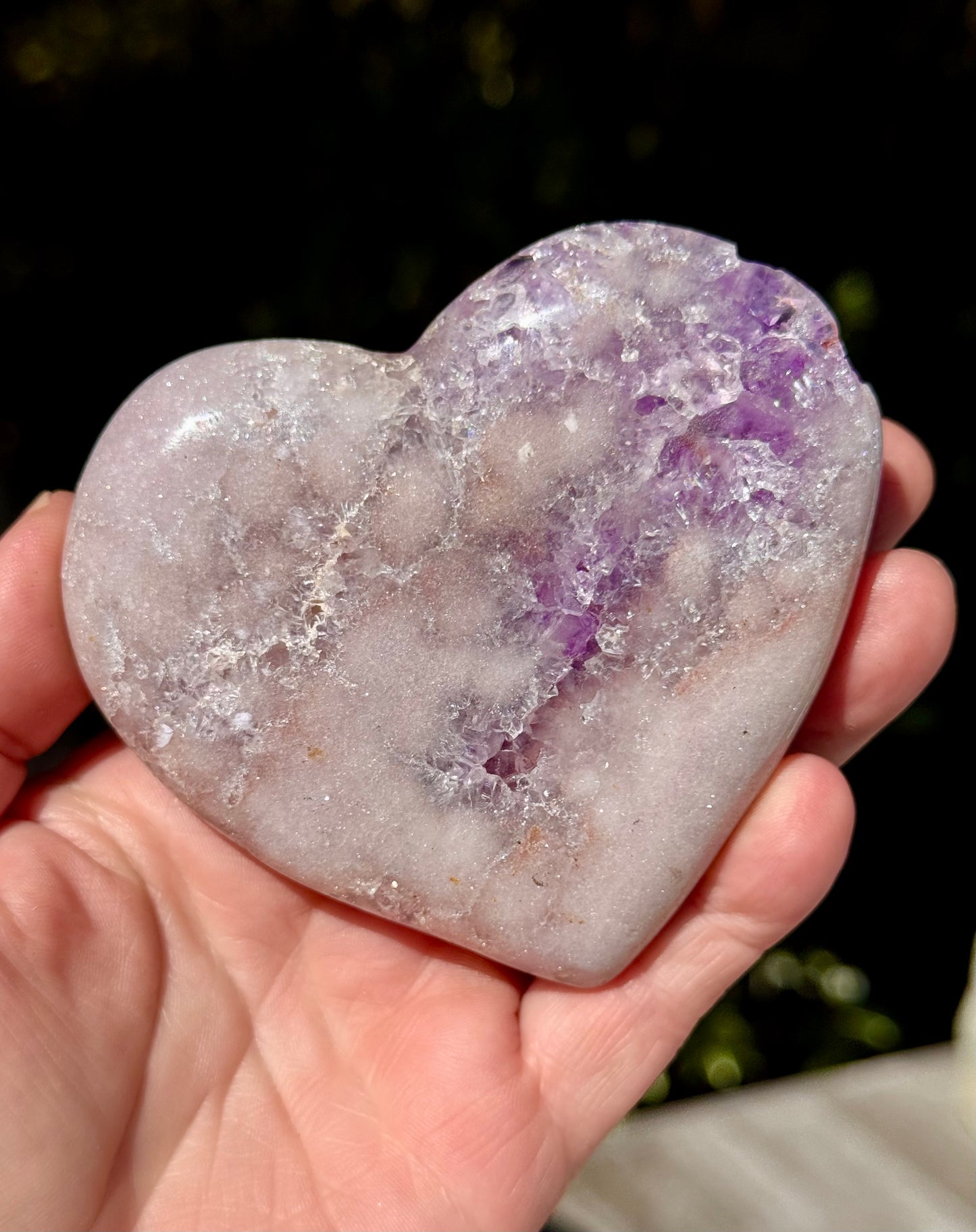 Purple and Pink Amethyst Cluster Heart