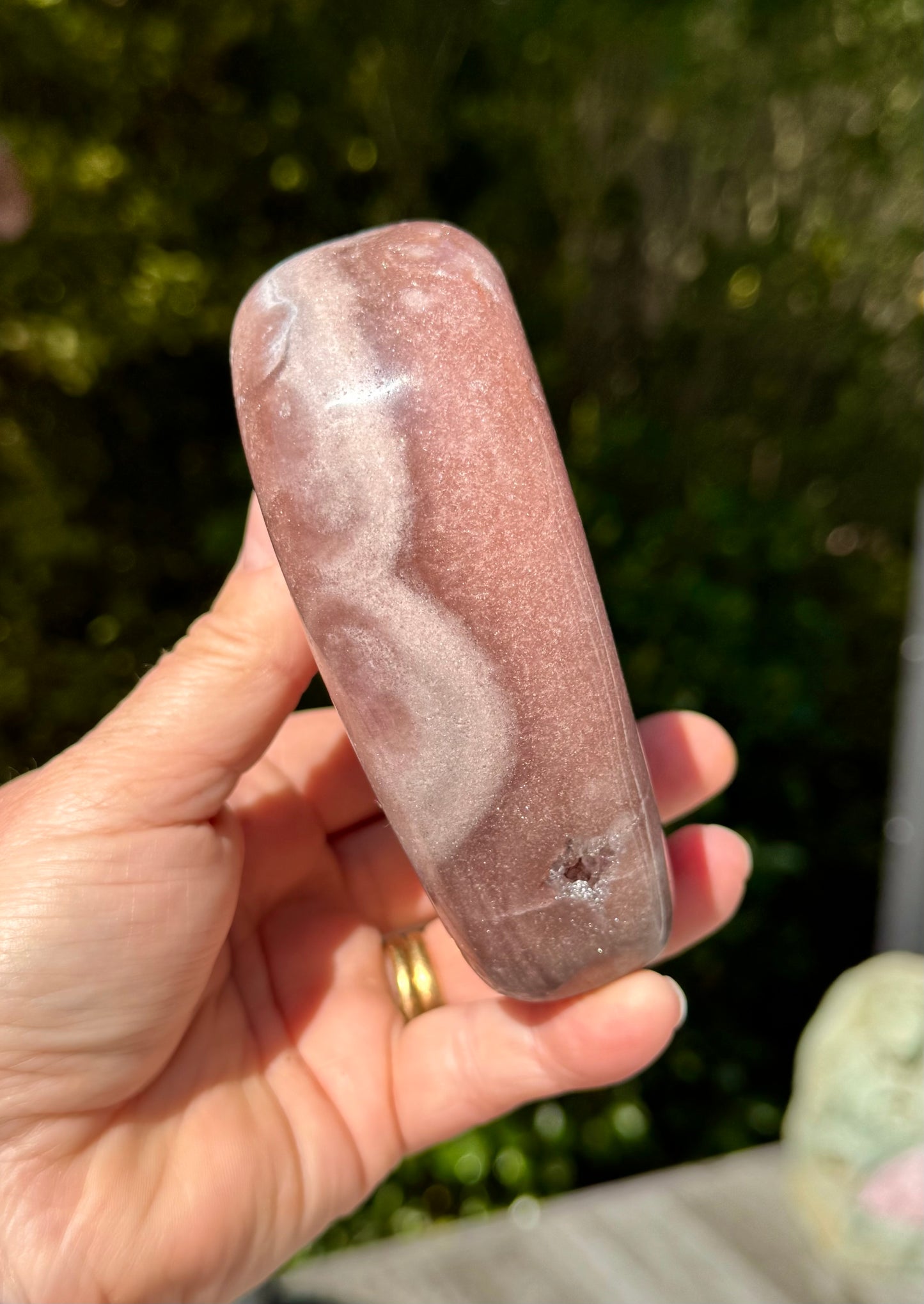 Pink Amethyst carved Heart - Rare Druze