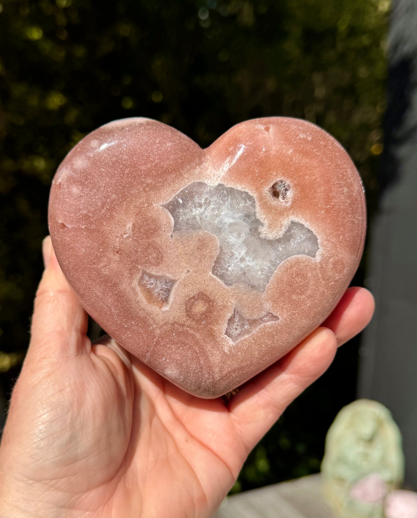 Pink Amethyst carved Heart - Rare Druze