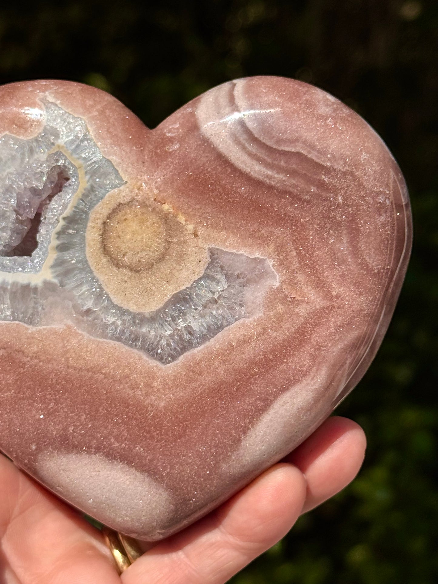 Pink Amethyst carved Heart - Rare Druze
