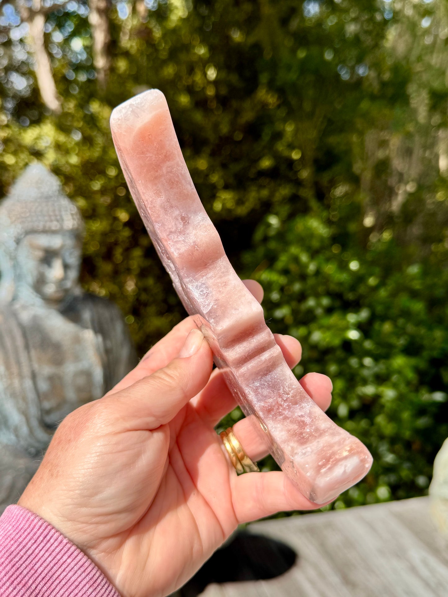 Pink Amethyst carved Face in the Crescent Moon - Rare Druze