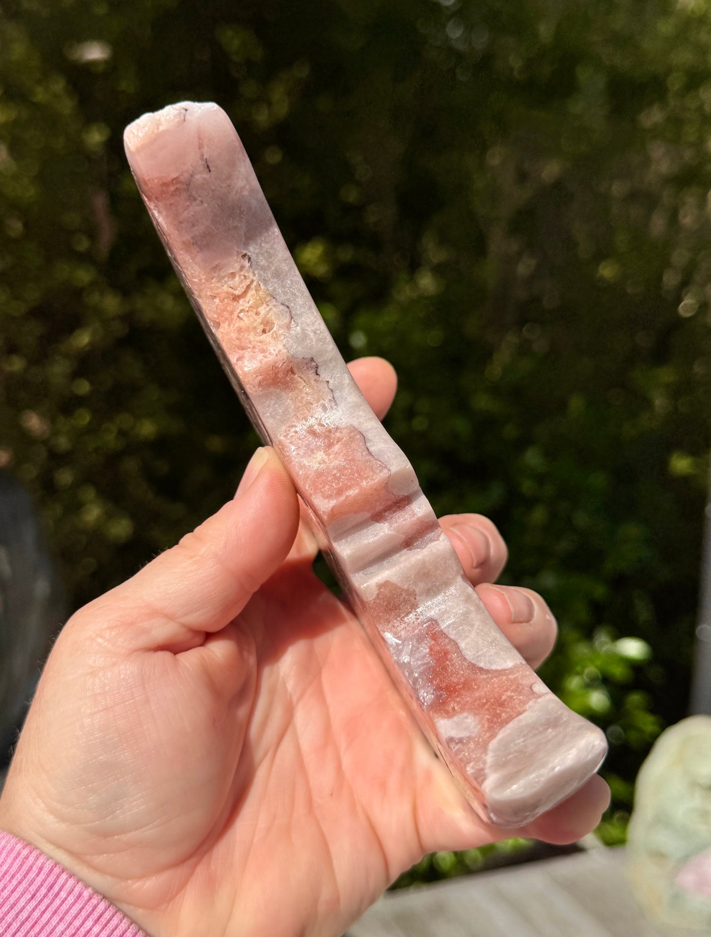 Pink Amethyst carved Face in the Crescent Moon - Rare Druze