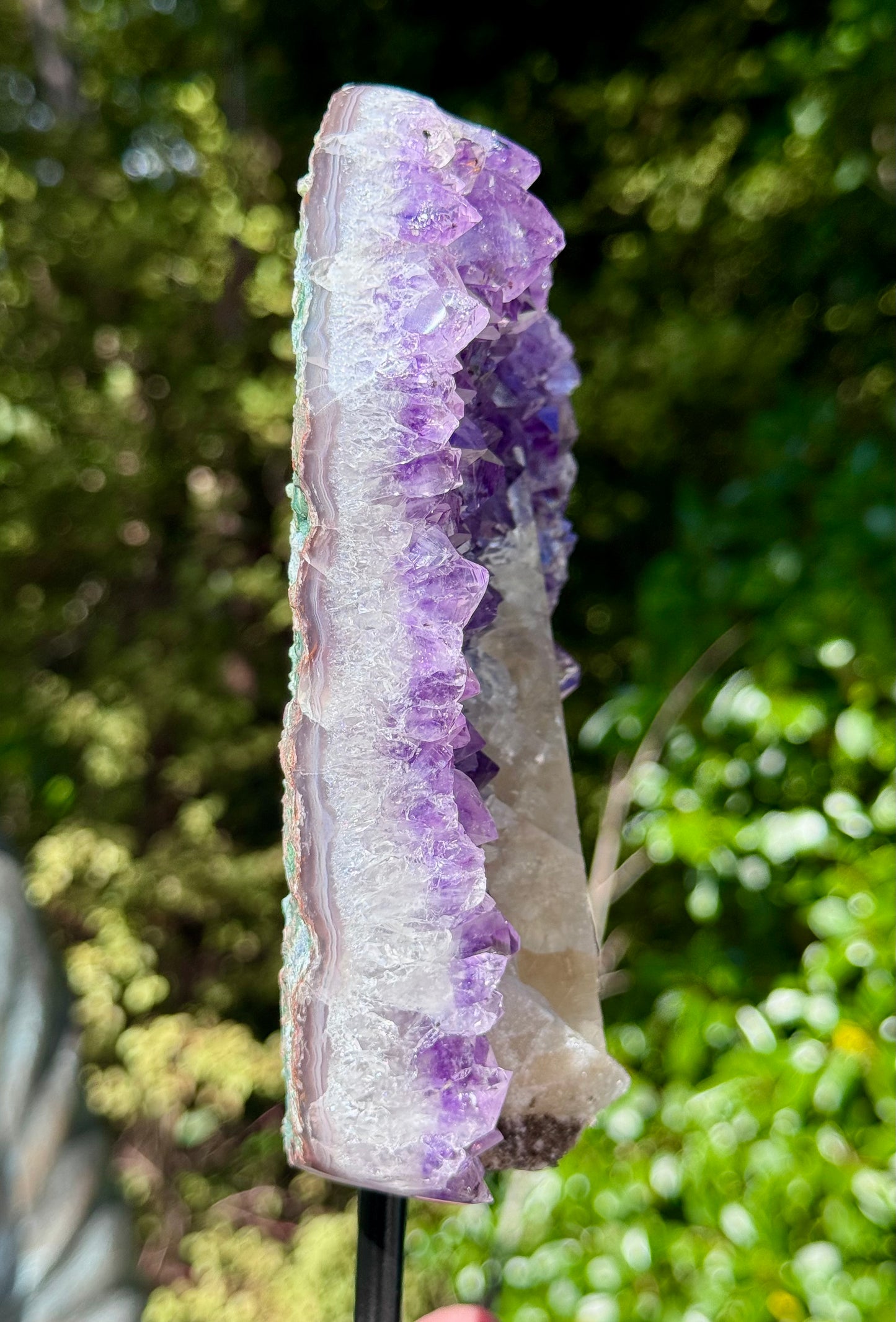 Amethyst with Calcite Cluster On a stand