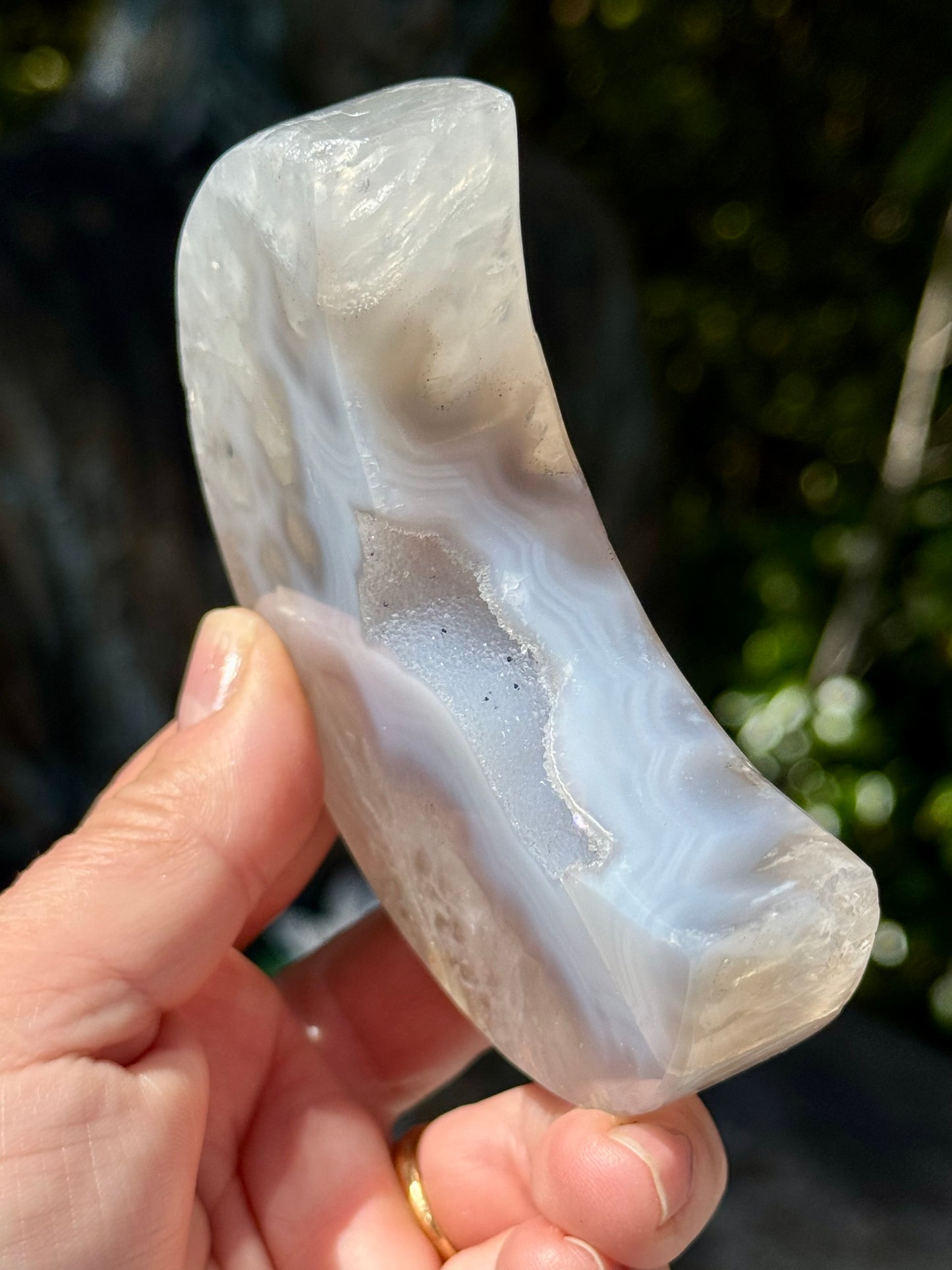 Druzy Blue Lace Agate Crescent Moon 4