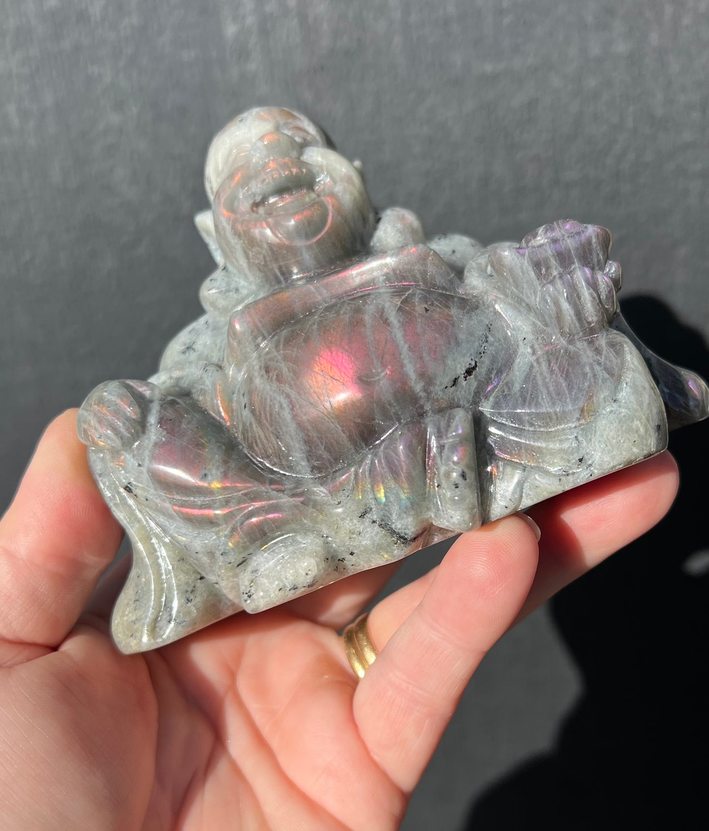 Purple/Sunset Labradorite Laughing Buddha