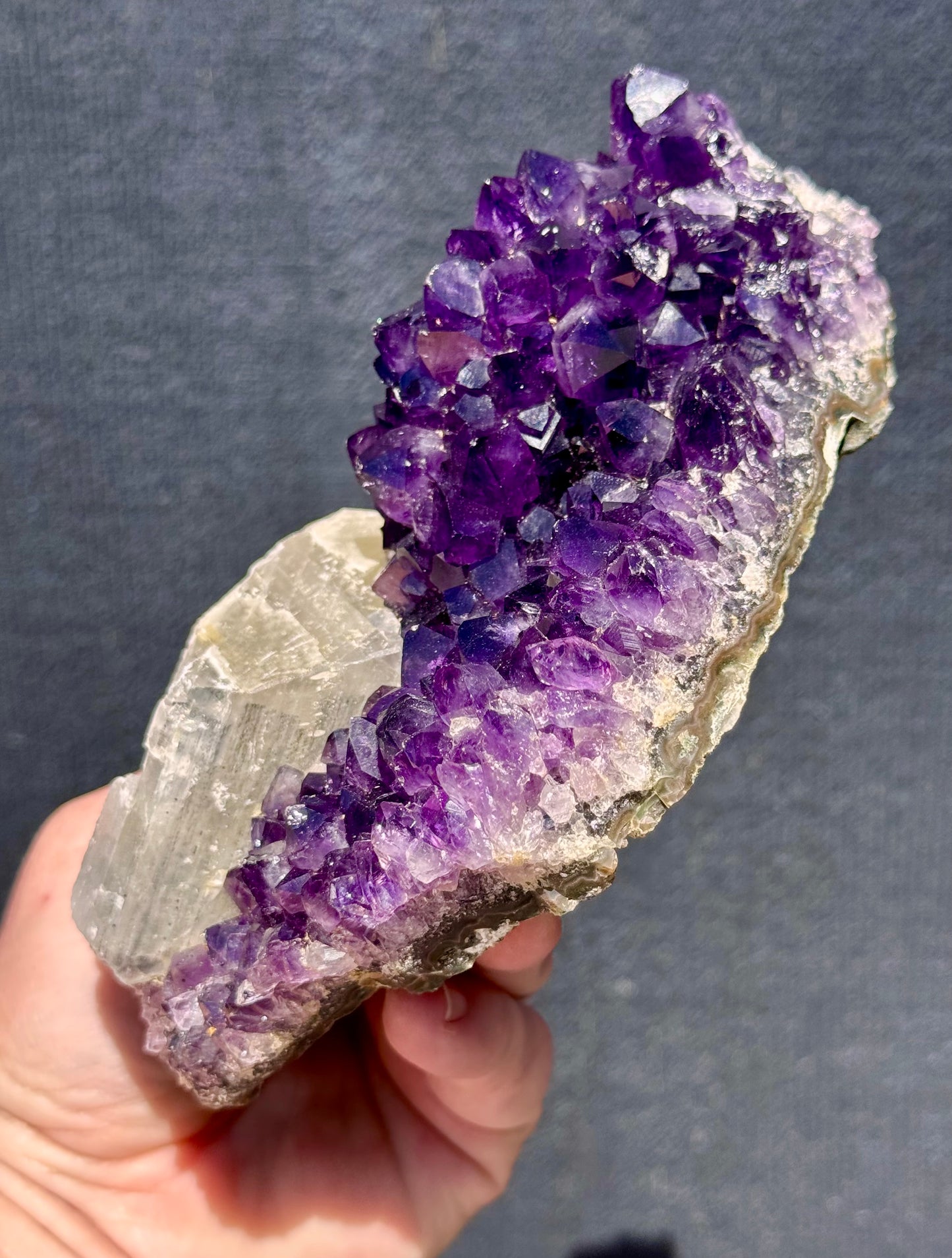 Uruguayan Amethyst with Calcite Formation