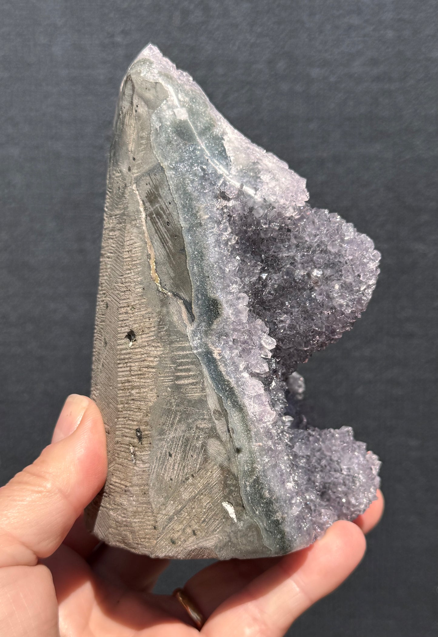 Lilac Amethyst Cluster cut base with Stalactite 7