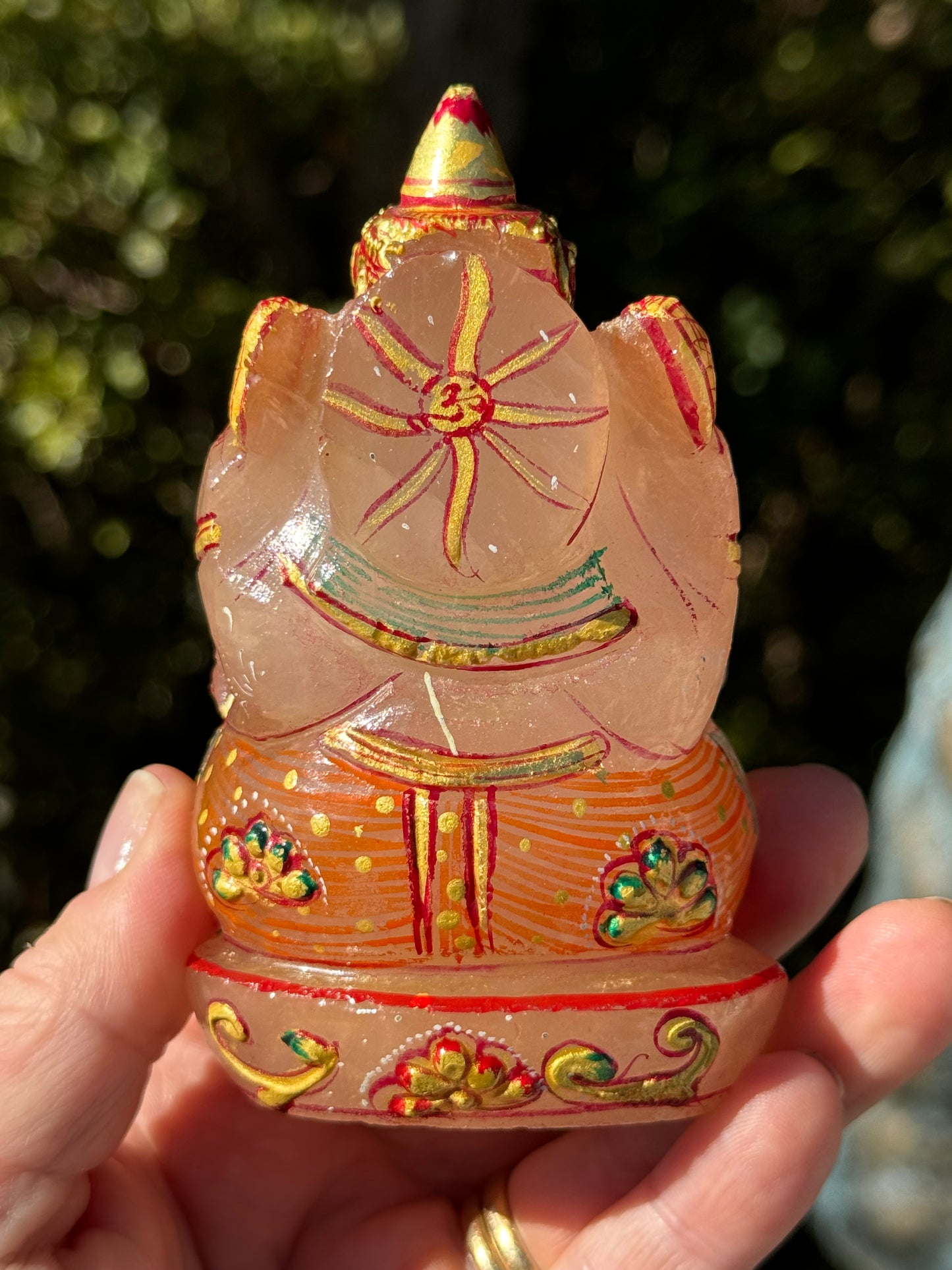 Ganesha, hand painted Rose Quartz