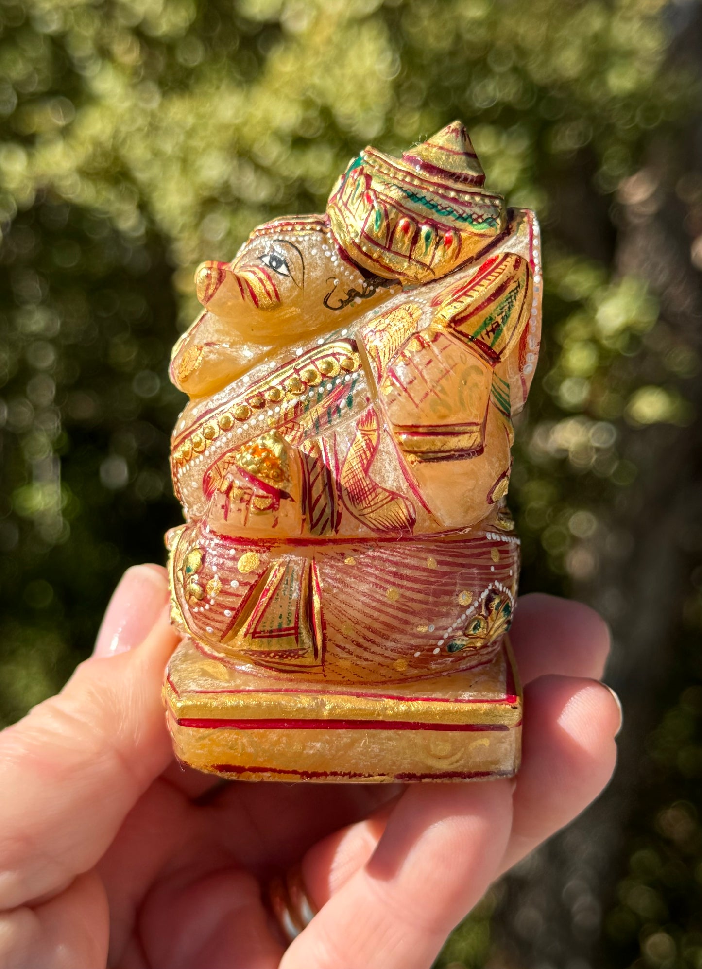 Ganesha, hand painted Orange Aventurine