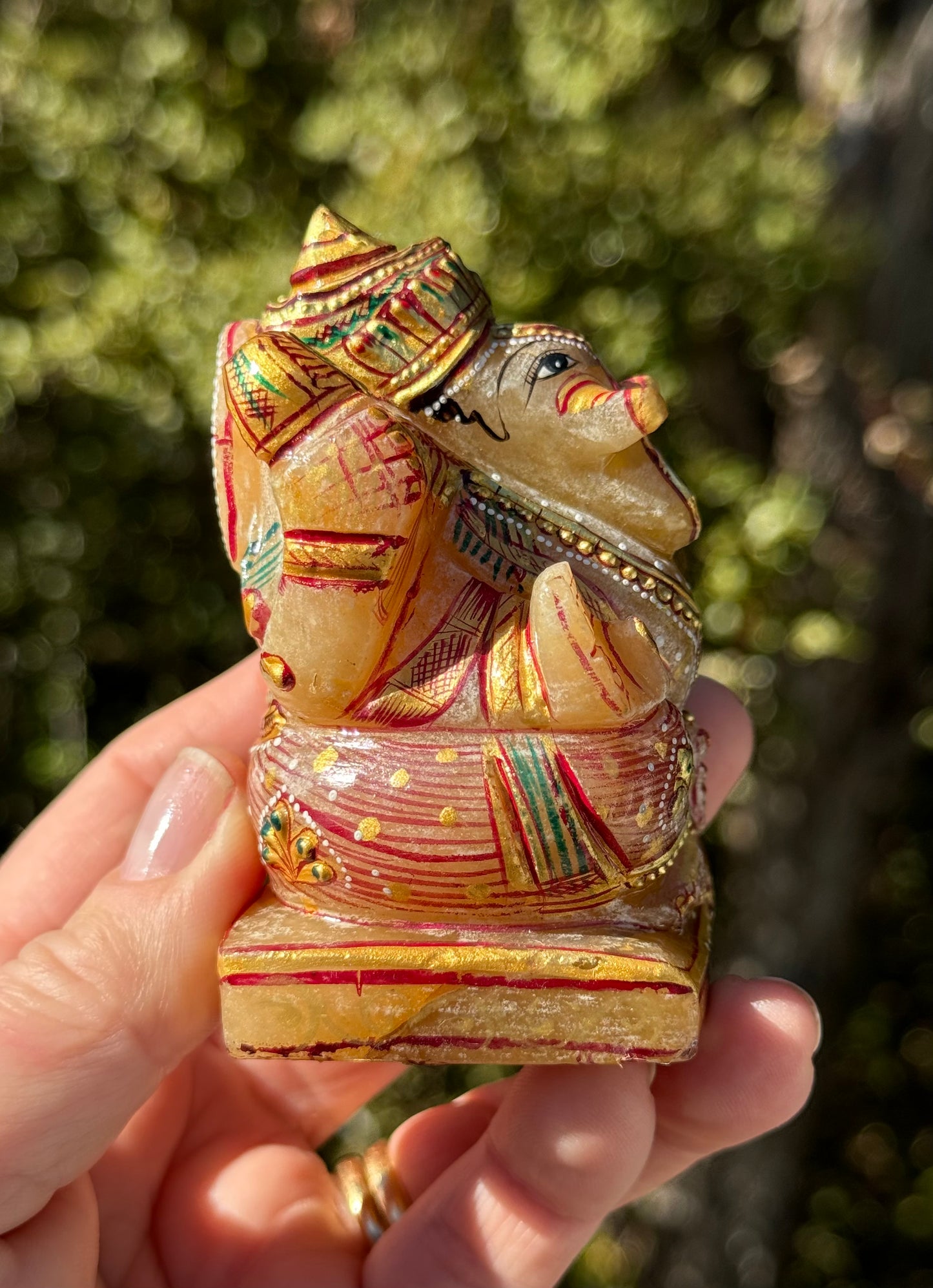 Ganesha, hand painted Orange Aventurine