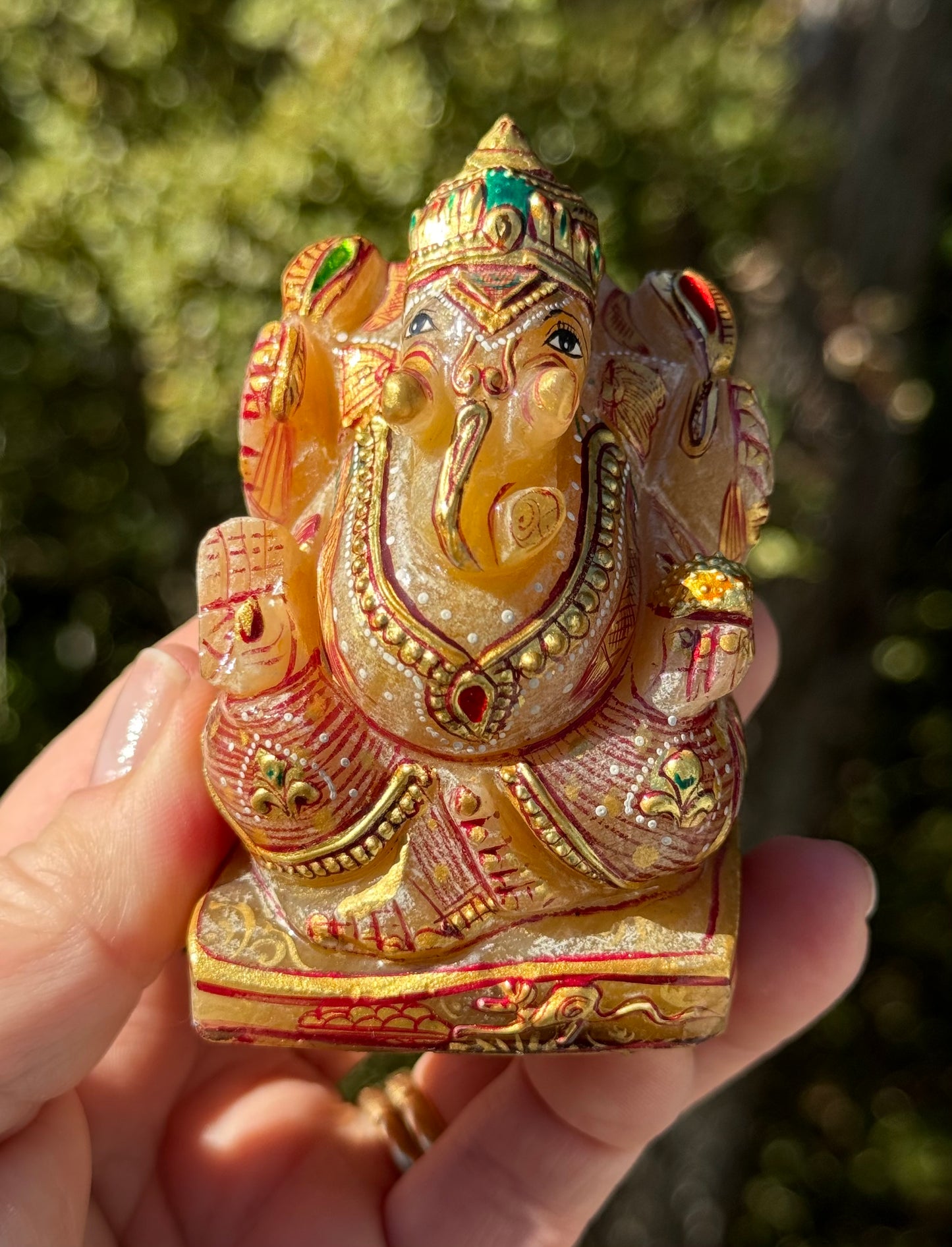 Ganesha, hand painted Orange Aventurine