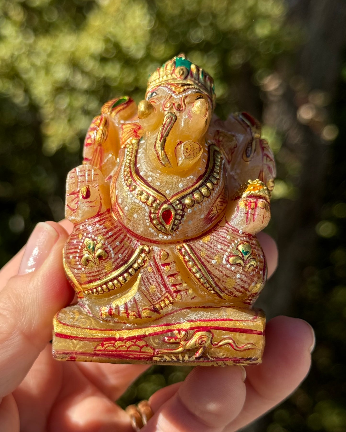 Ganesha, hand painted Orange Aventurine