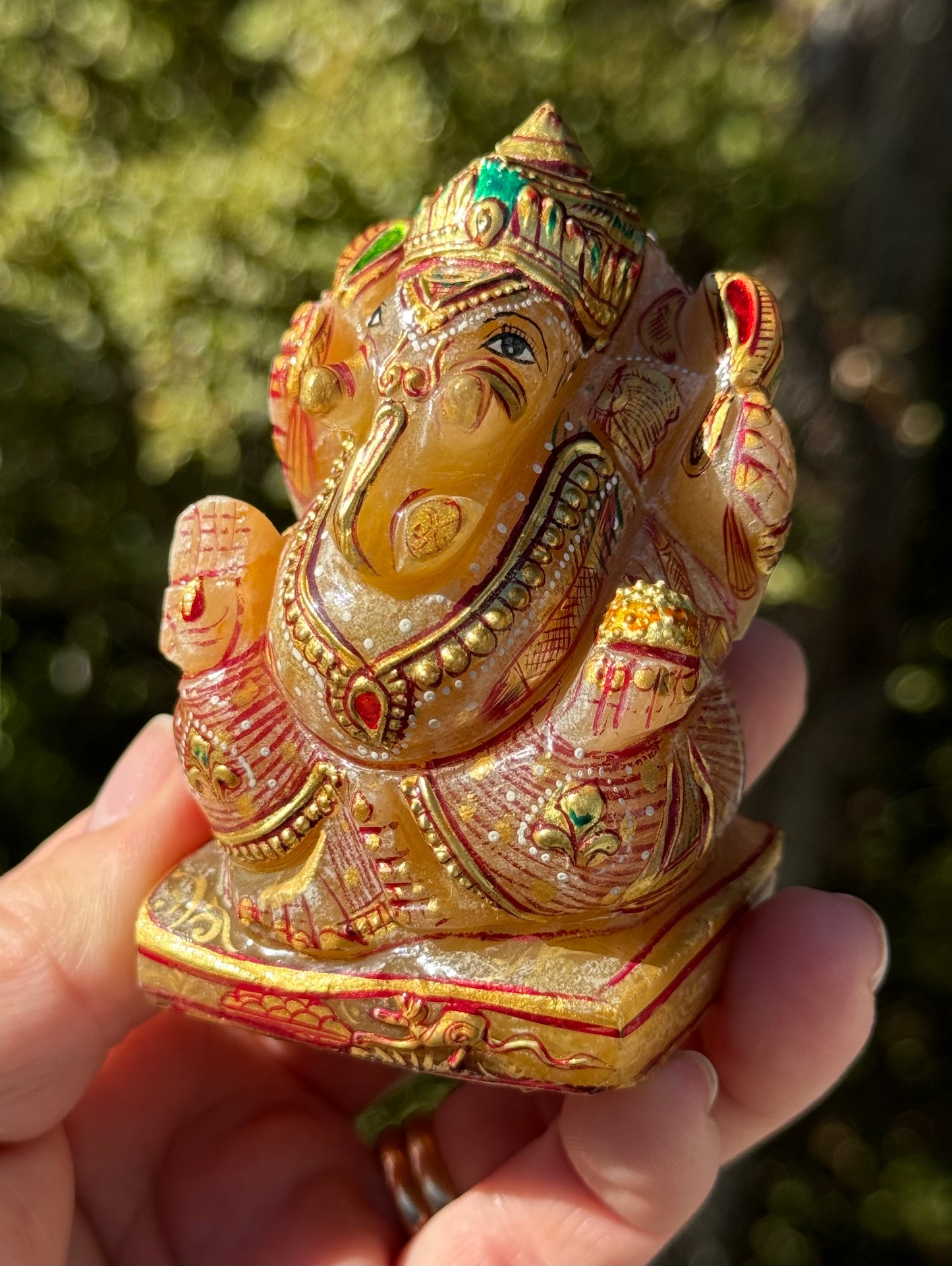 Ganesha, hand painted Orange Aventurine