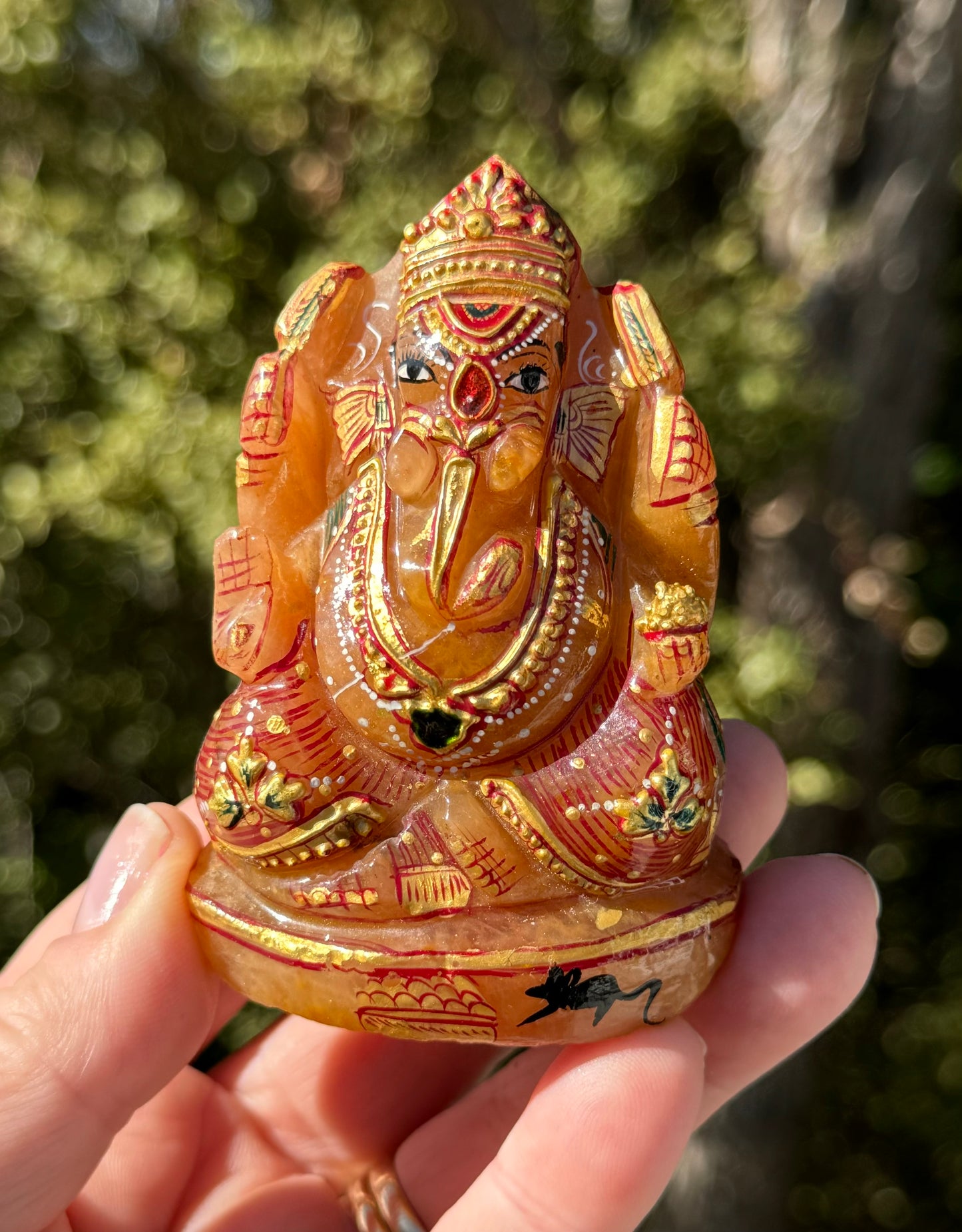 Ganesha, hand painted Orange Aventurine